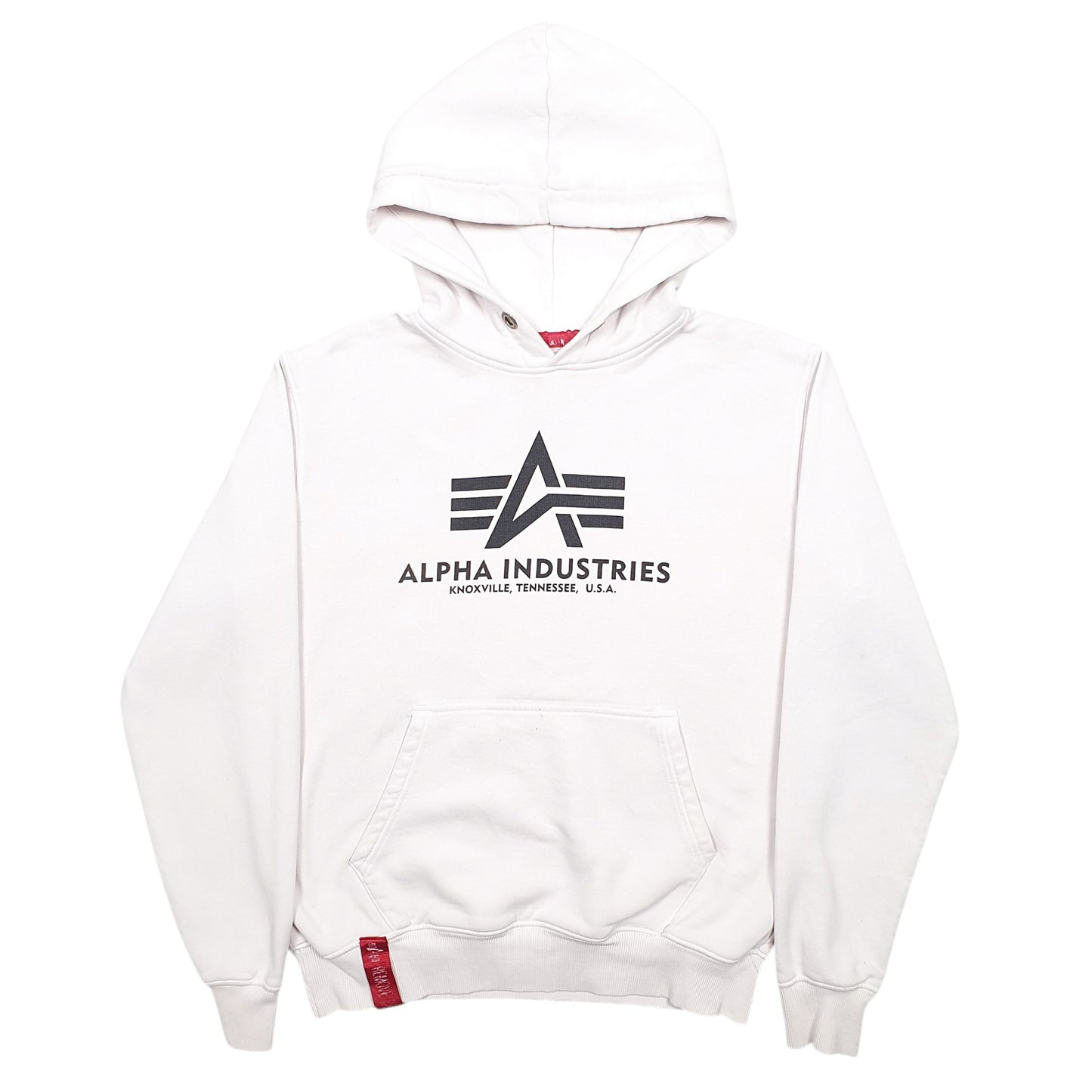 Womens White Alpha Industries Spellout Hoodie Jumper