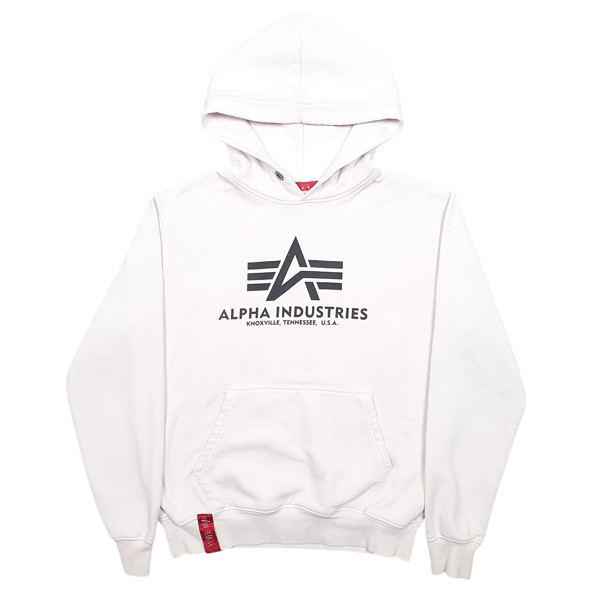 Womens White Alpha Industries Spellout Hoodie Jumper