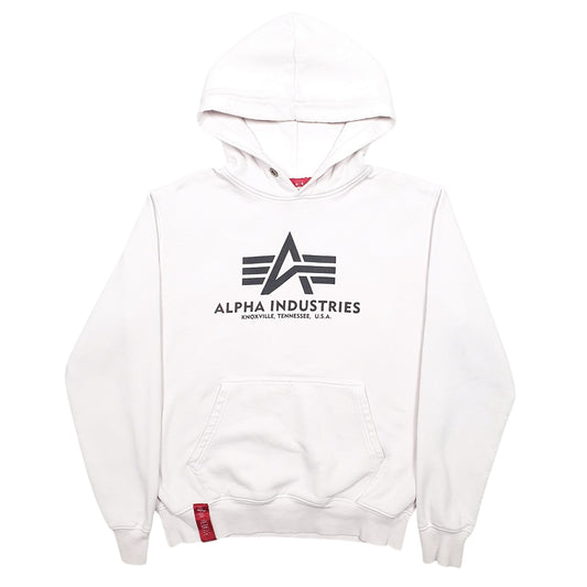 Womens White Alpha Industries Spellout Hoodie Jumper