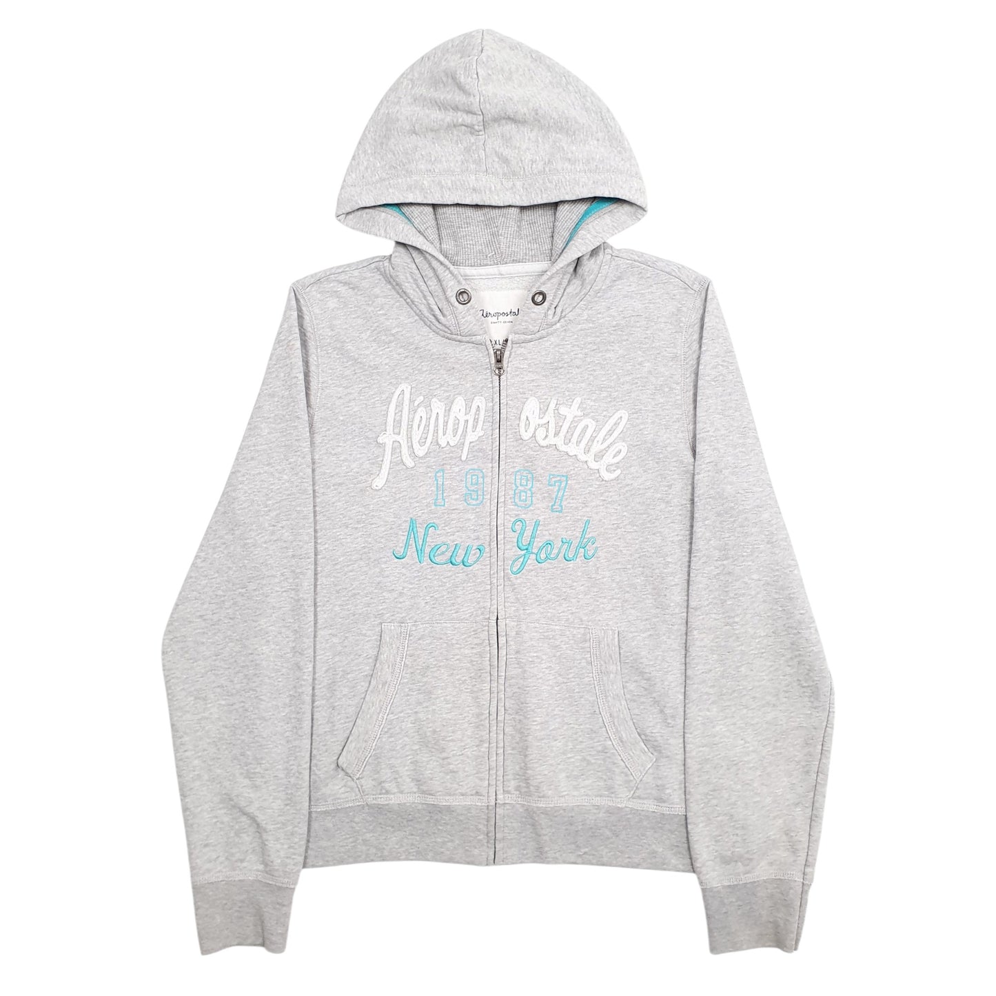 Womens Grey Aeropostale Spellout New York Hoodie Jumper