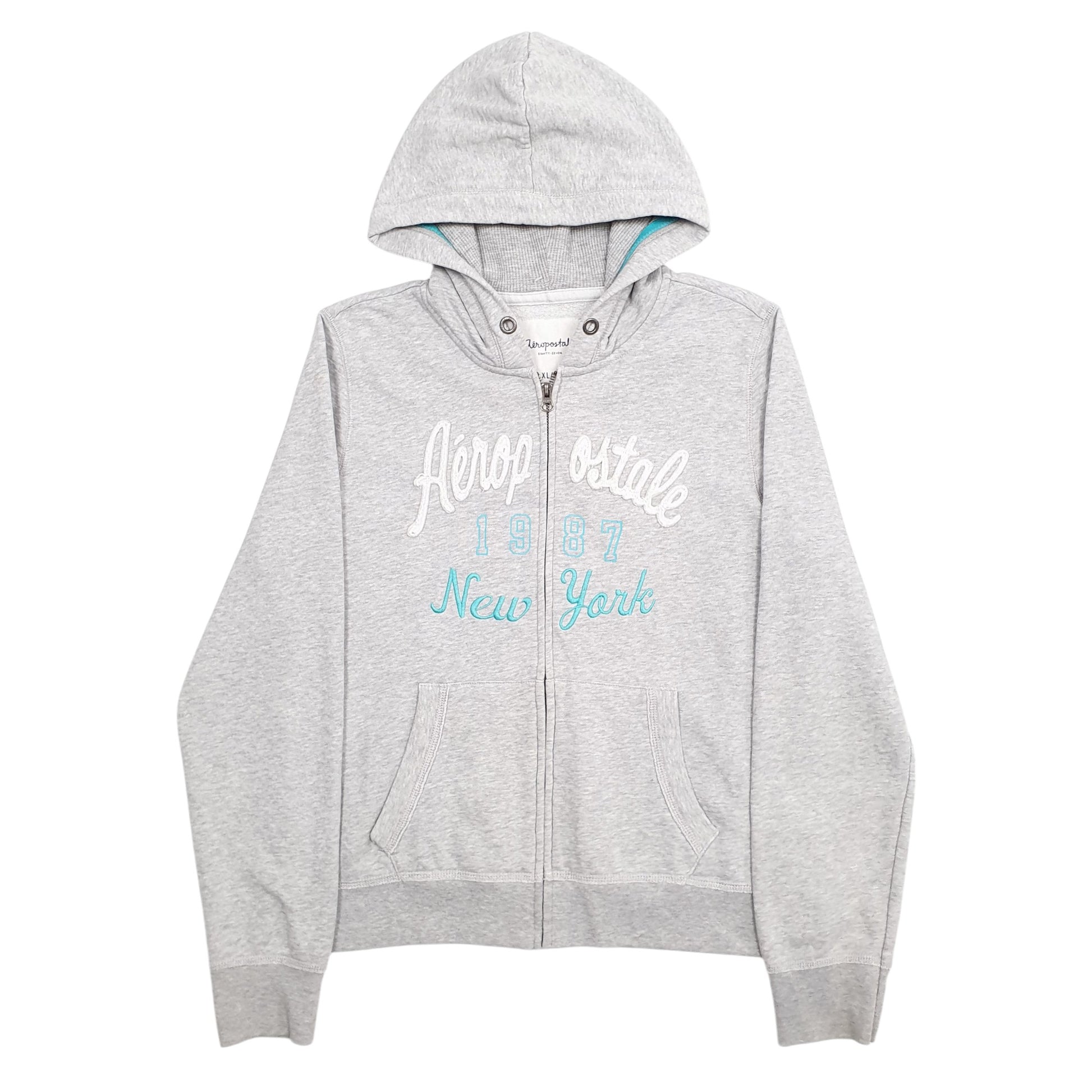 Womens Grey Aeropostale Spellout New York Hoodie Jumper