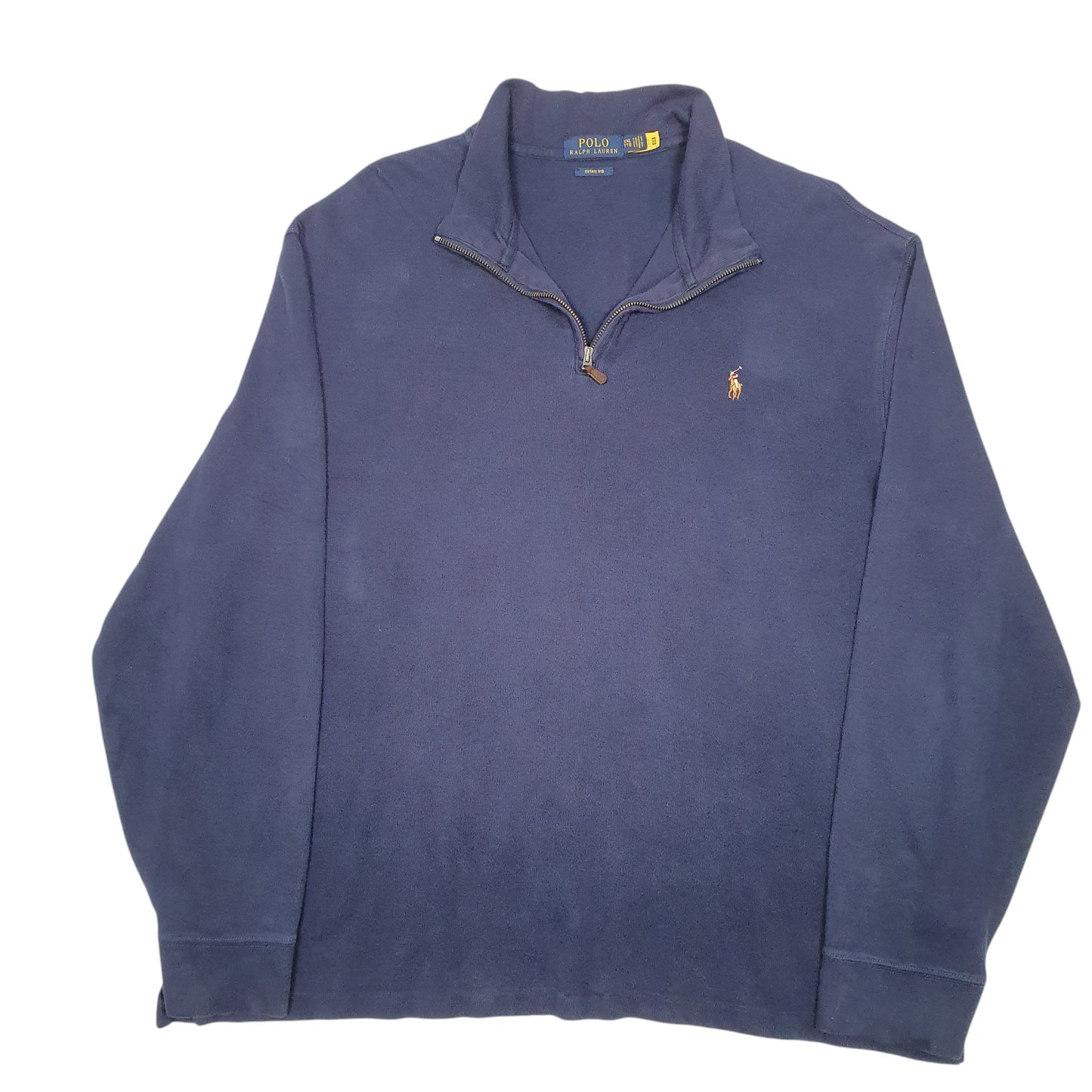 Mens Navy Polo Ralph Lauren Estate Rib Quarter Zip Jumper