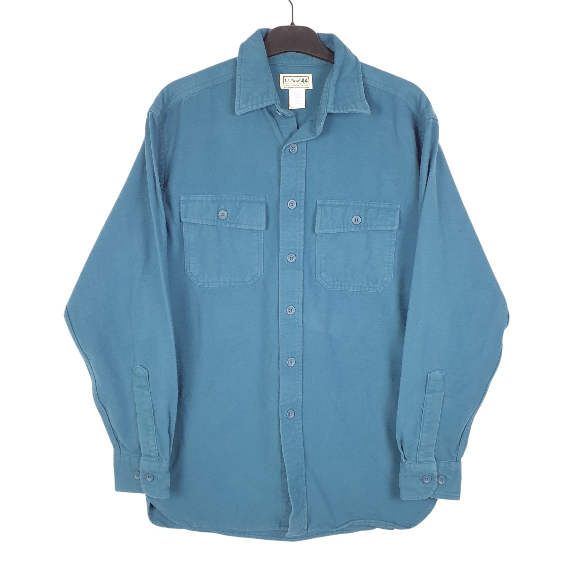 Mens Turquoise L.L.Bean Chamois Overshirt Shacket Long Sleeve Shirt