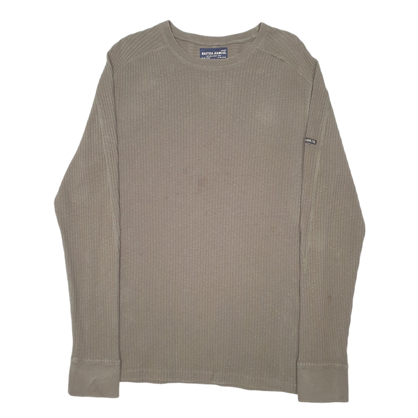 Mens Khaki Nautica Knit Ribbed Jeans Co Crewneck Jumper