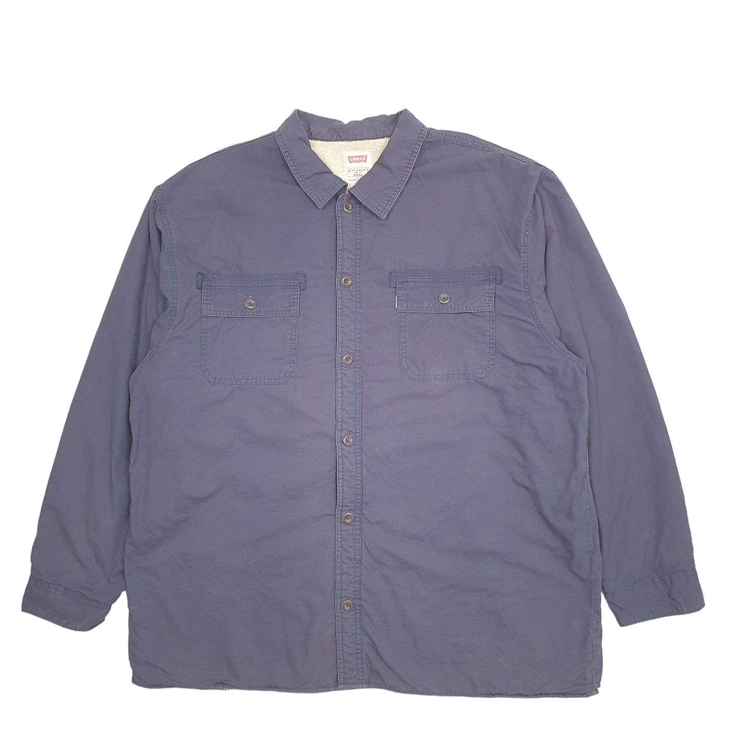 Mens Navy Levis Shacket Overshirt Lined Fleece Long Sleeve Shirt