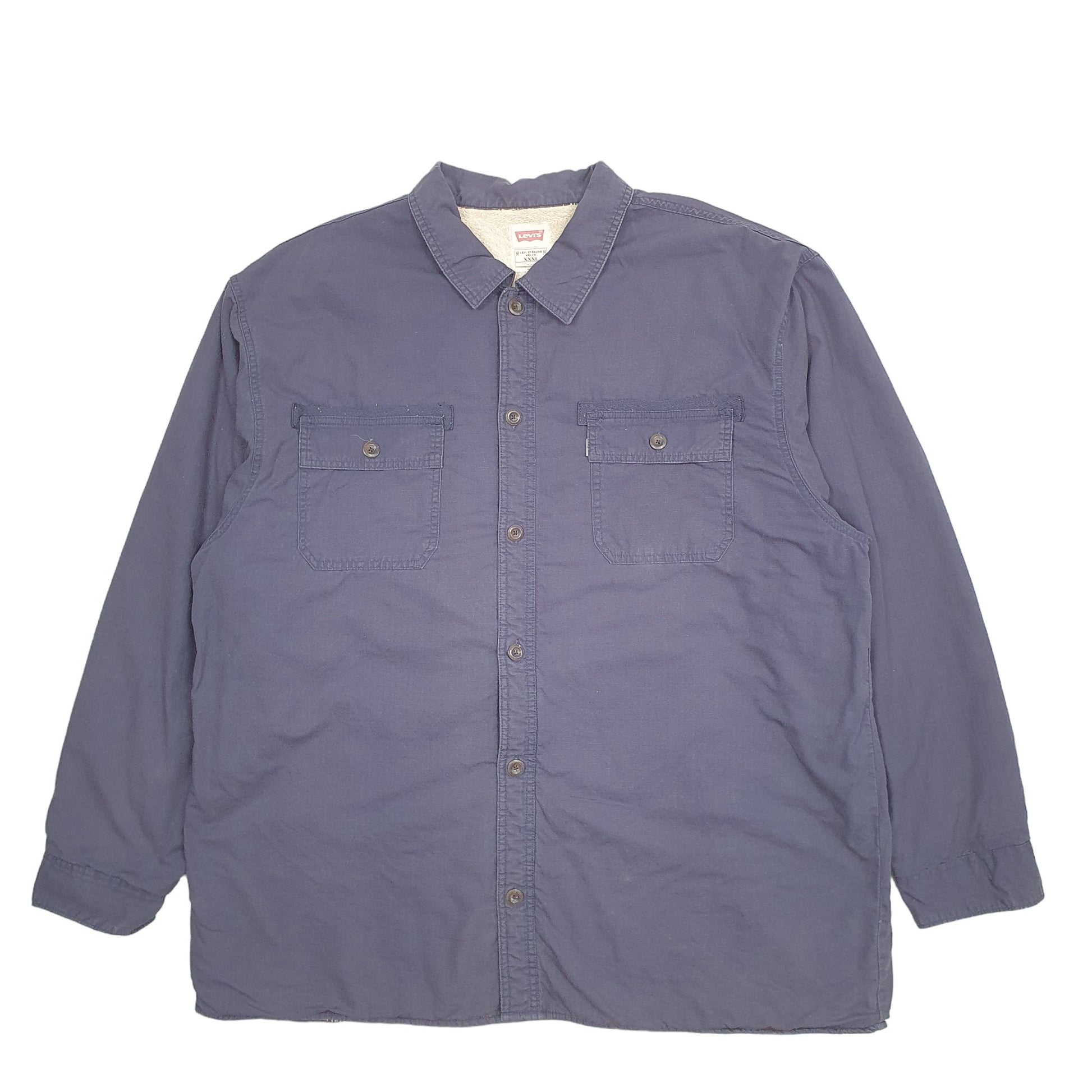 Mens Navy Levis Shacket Overshirt Lined Fleece Long Sleeve Shirt