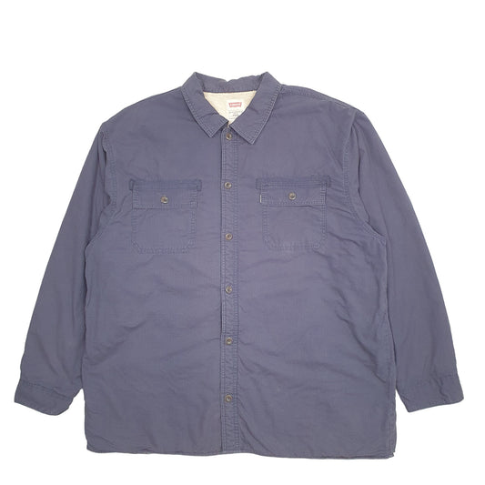 Mens Navy Levis Shacket Overshirt Lined Fleece Long Sleeve Shirt