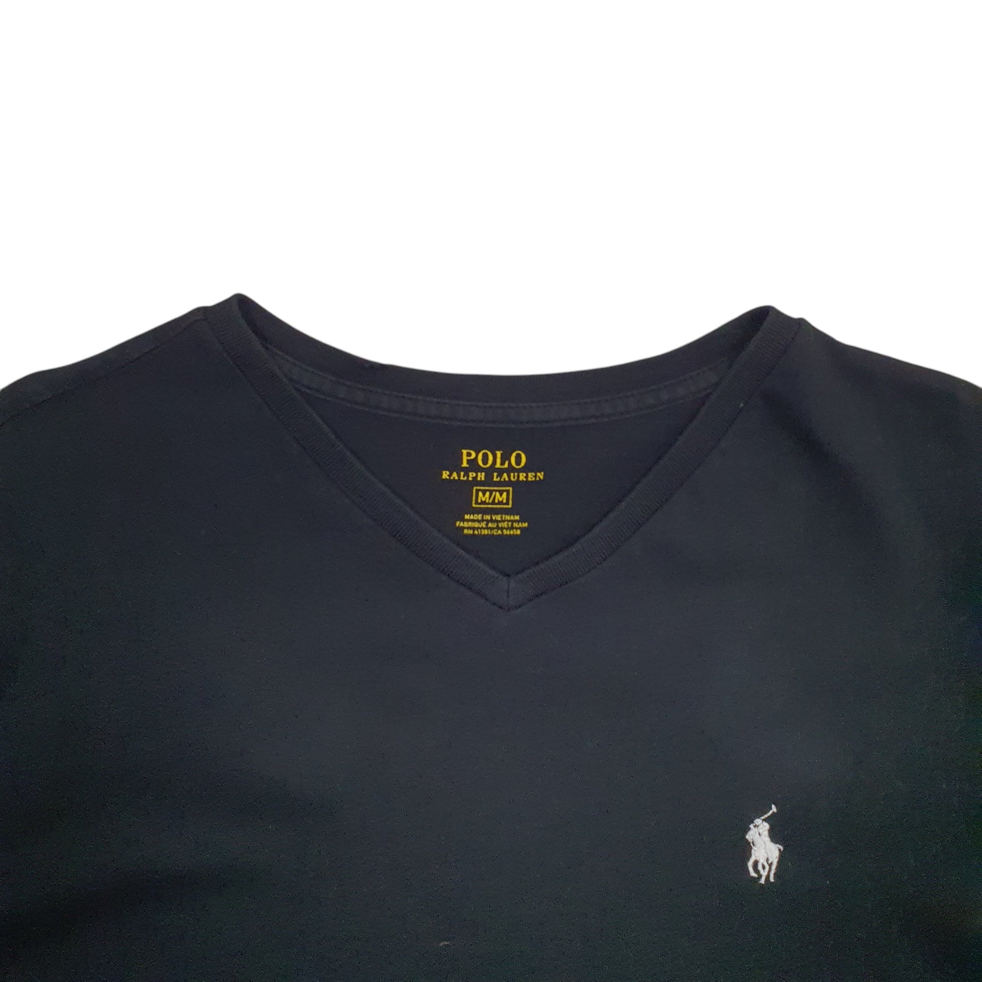 Womens Black Polo Ralph Lauren V Neck Short Sleeve T Shirt