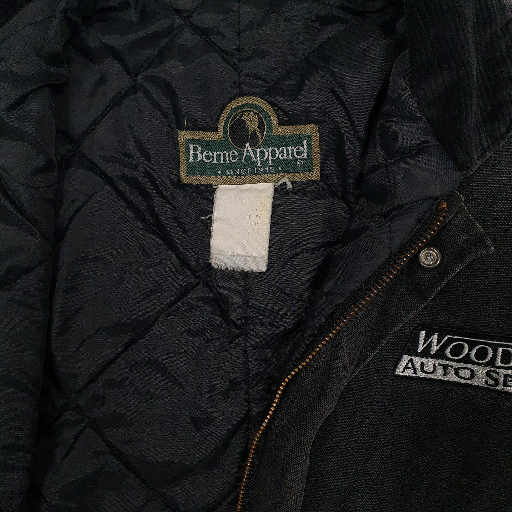 Mens Grey Berne Apparel Vintage 90s Detroit Bomber Quilted  Coat