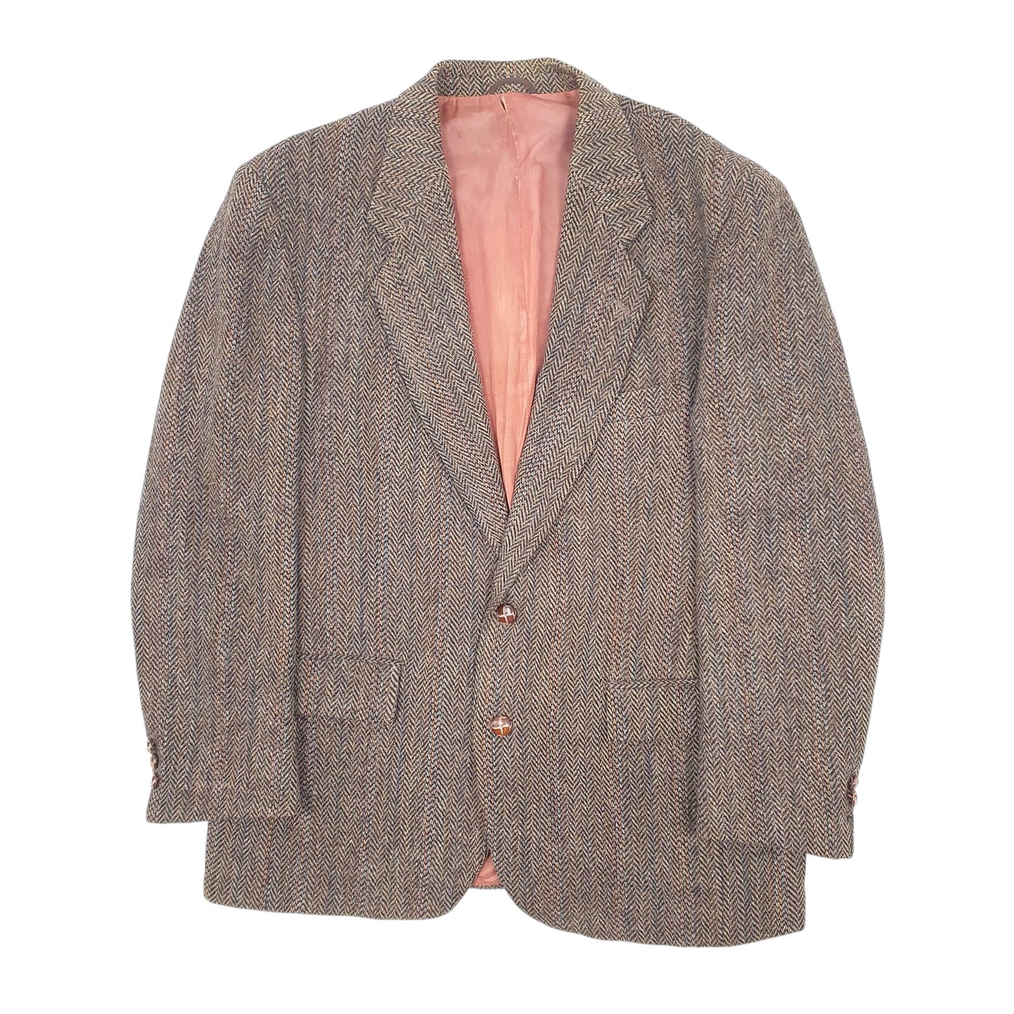 Mens Brown Sears Harris Tweed Herringbone  Coat