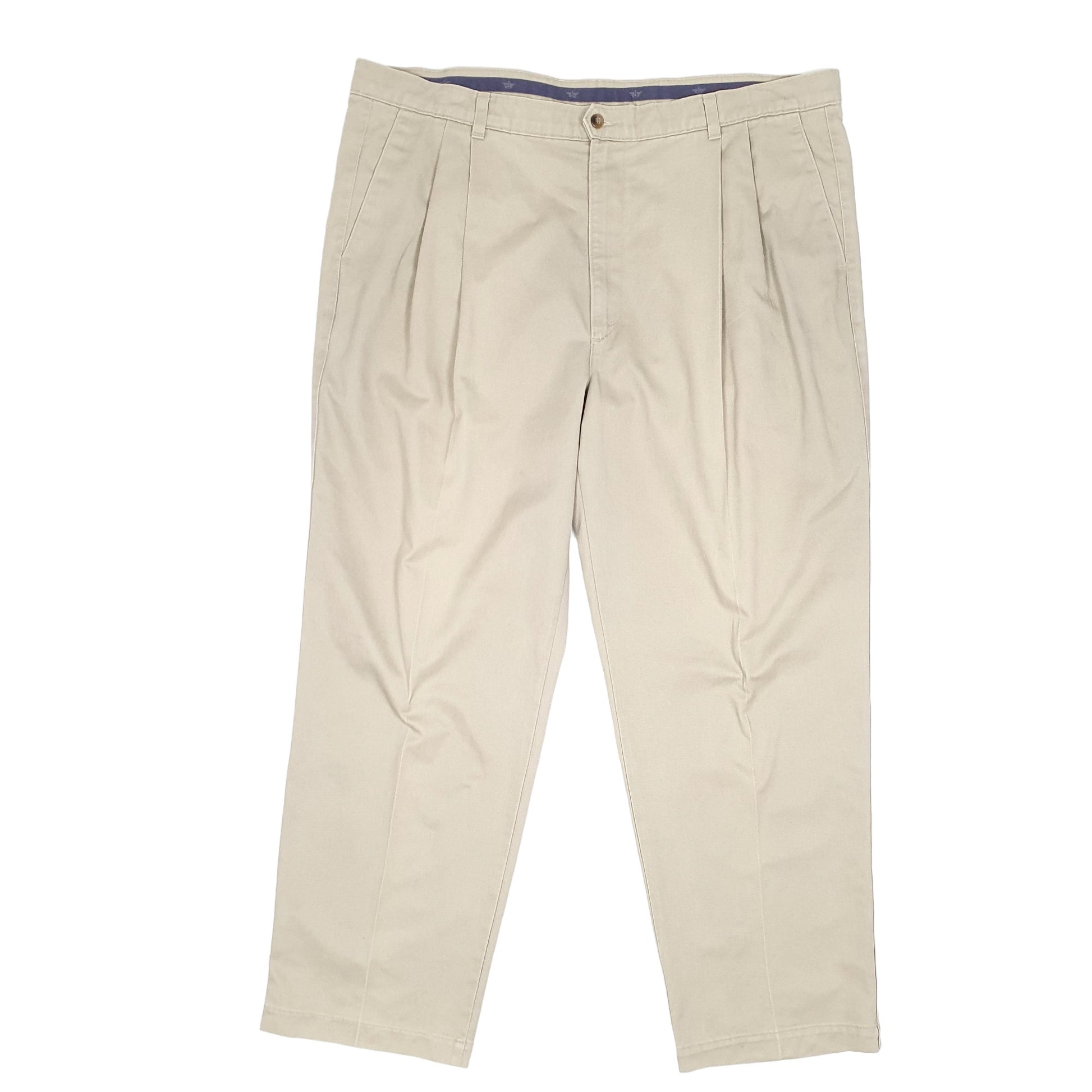 Mens Beige Dockers Double Pleated Chino Trousers