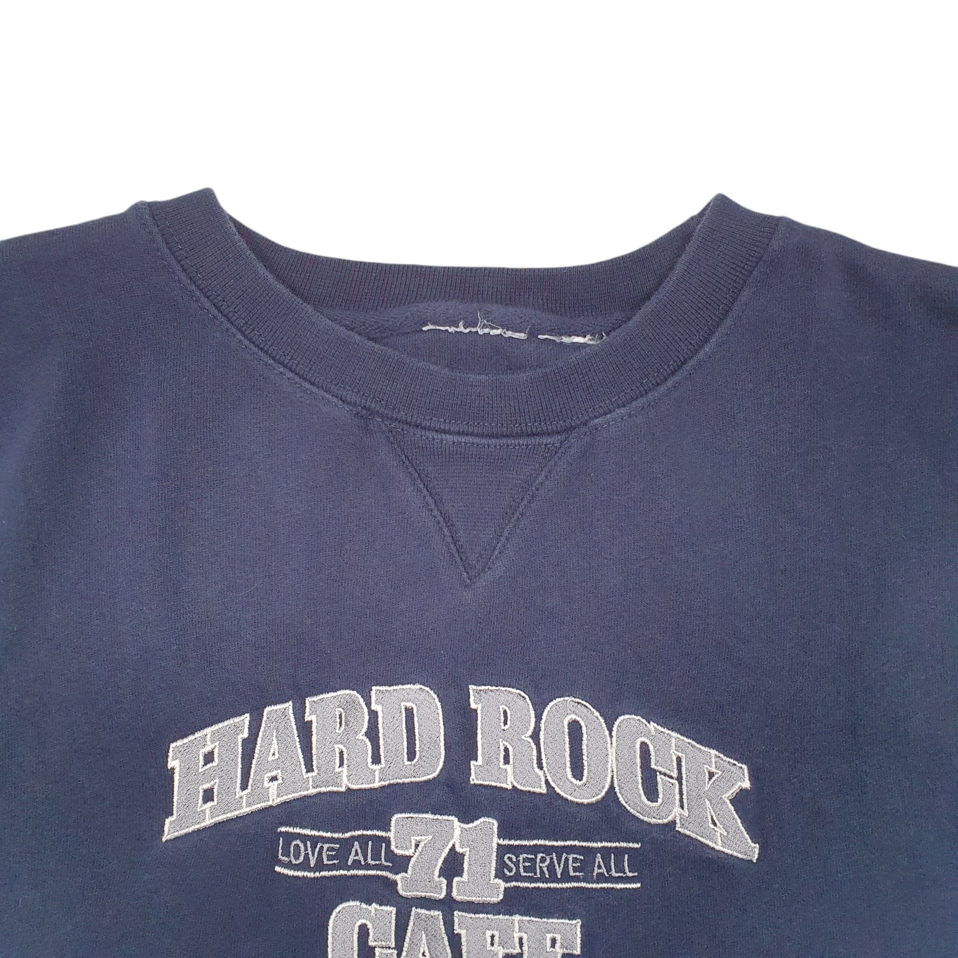 Mens Navy Hard Rock Cafe 71 Louisville USA Spellout Crewneck Jumper