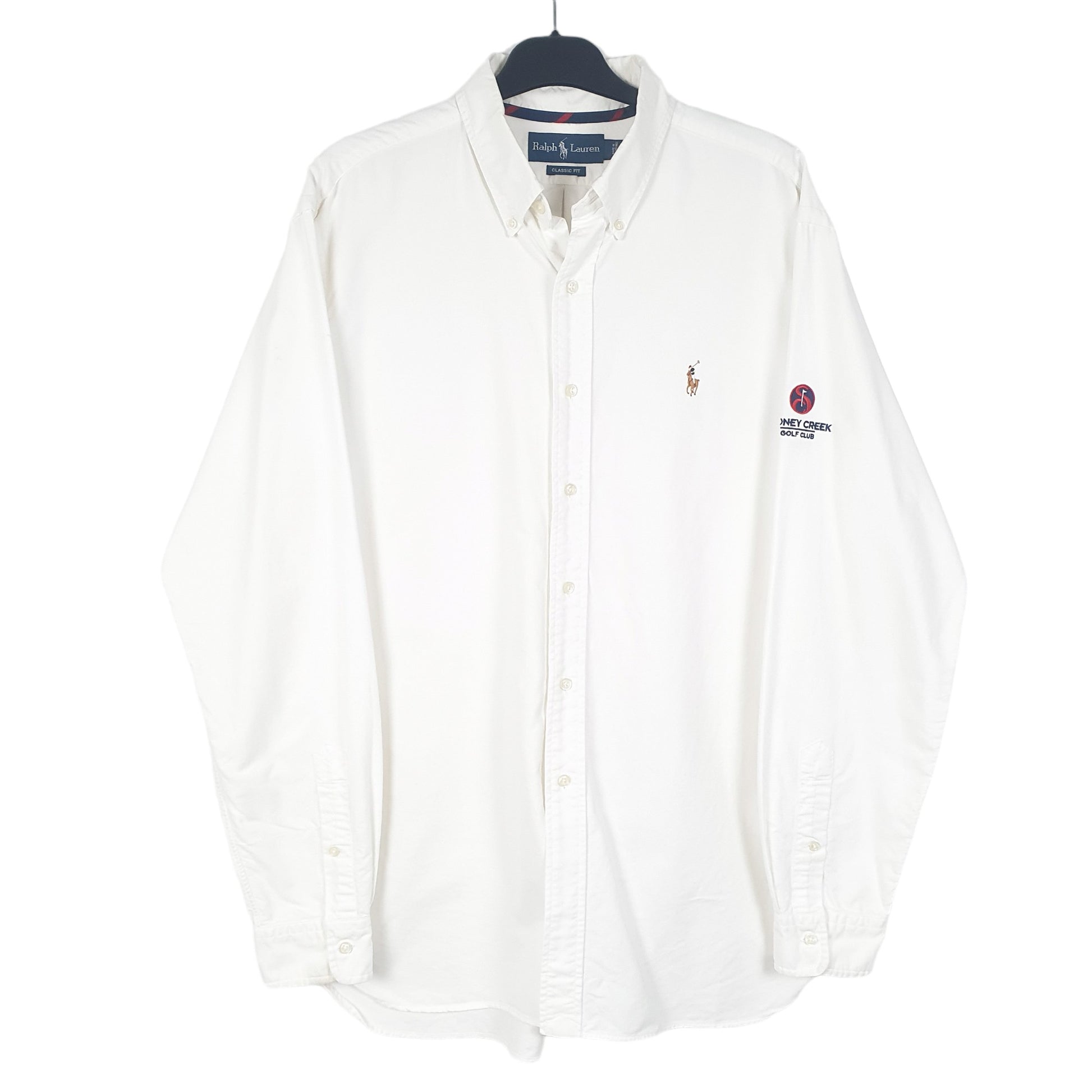 Mens White Ralph Lauren Oxford Stoney Creek Golf Club Long Sleeve Shirt