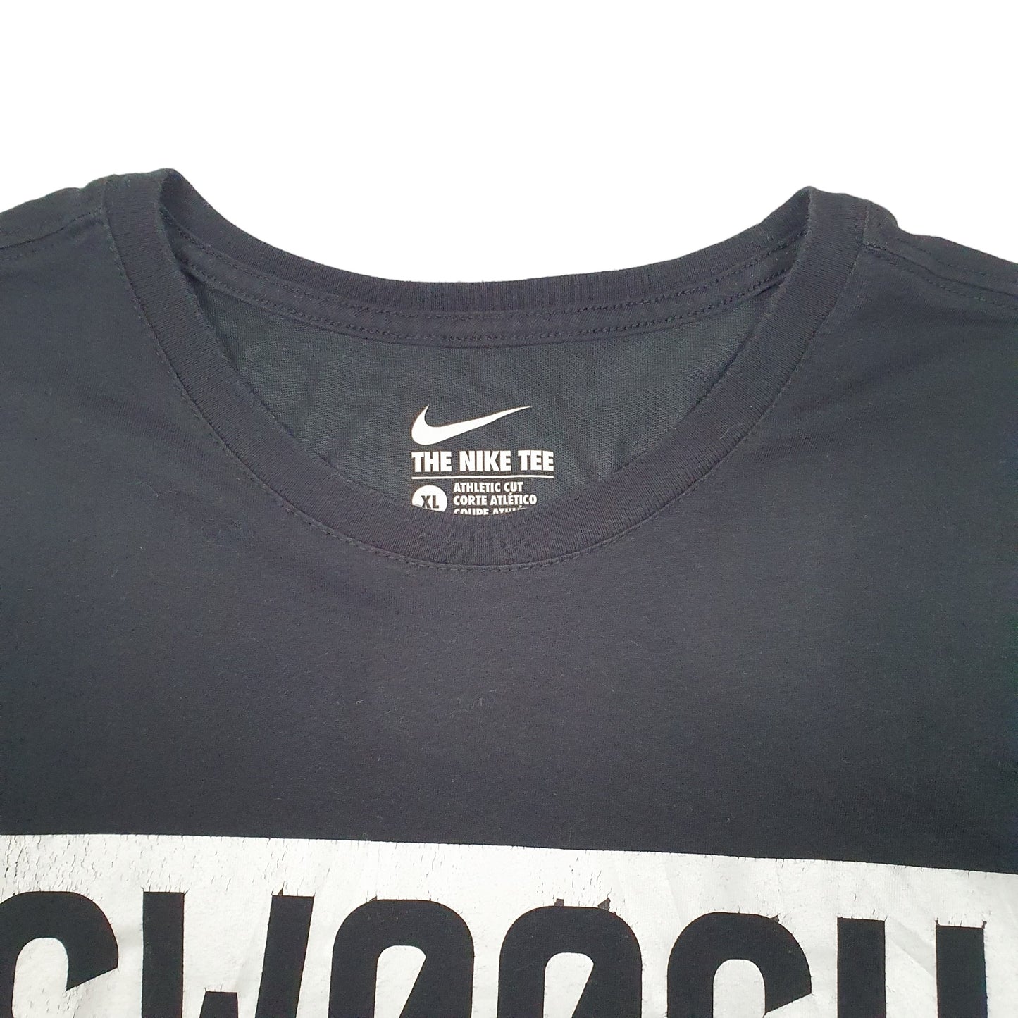 Mens Black Nike Swoosh Athletic Cut Dri Fit Short Sleeve T Shirt