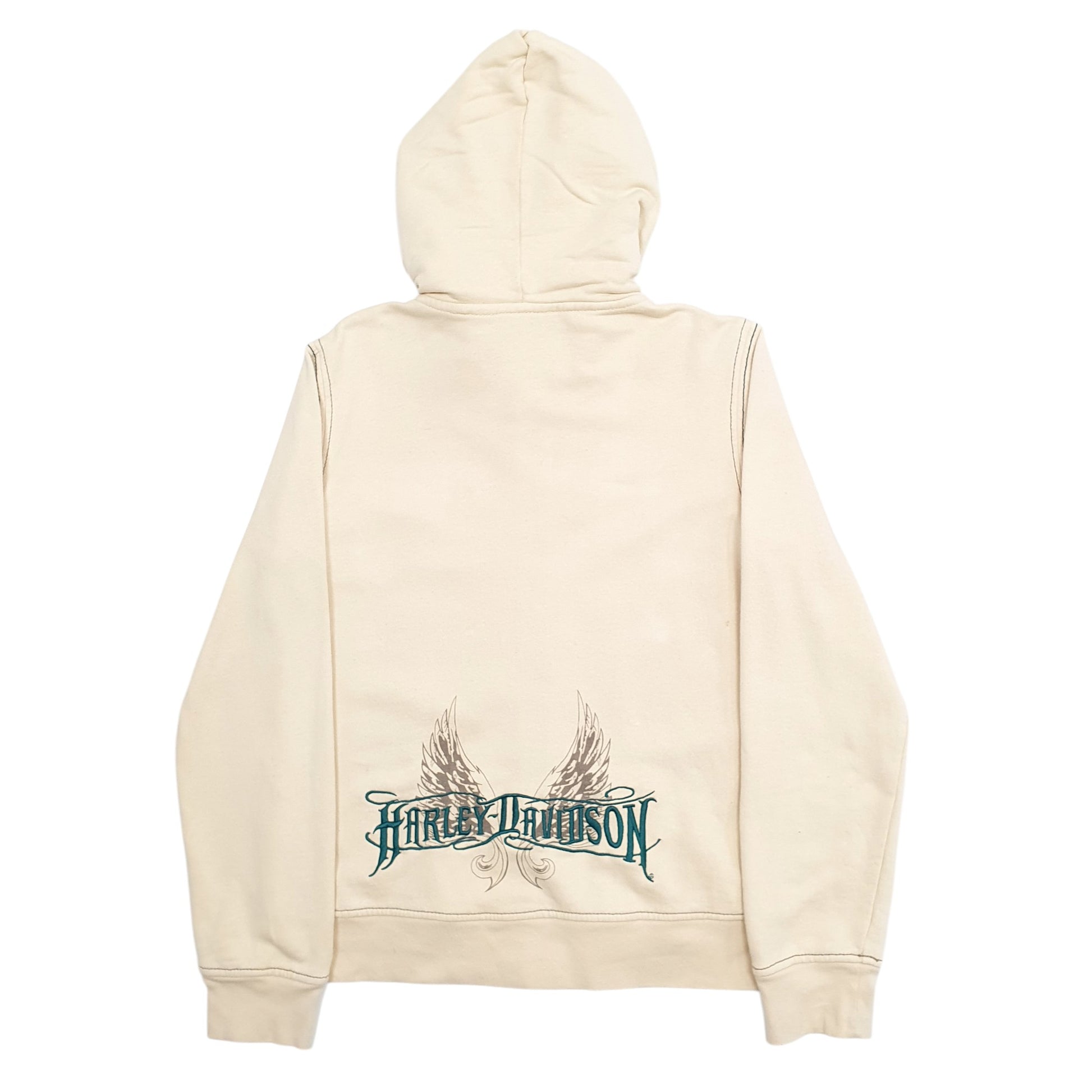 Womens Beige Harley Davidson Motorbikes Full Zip Jumper