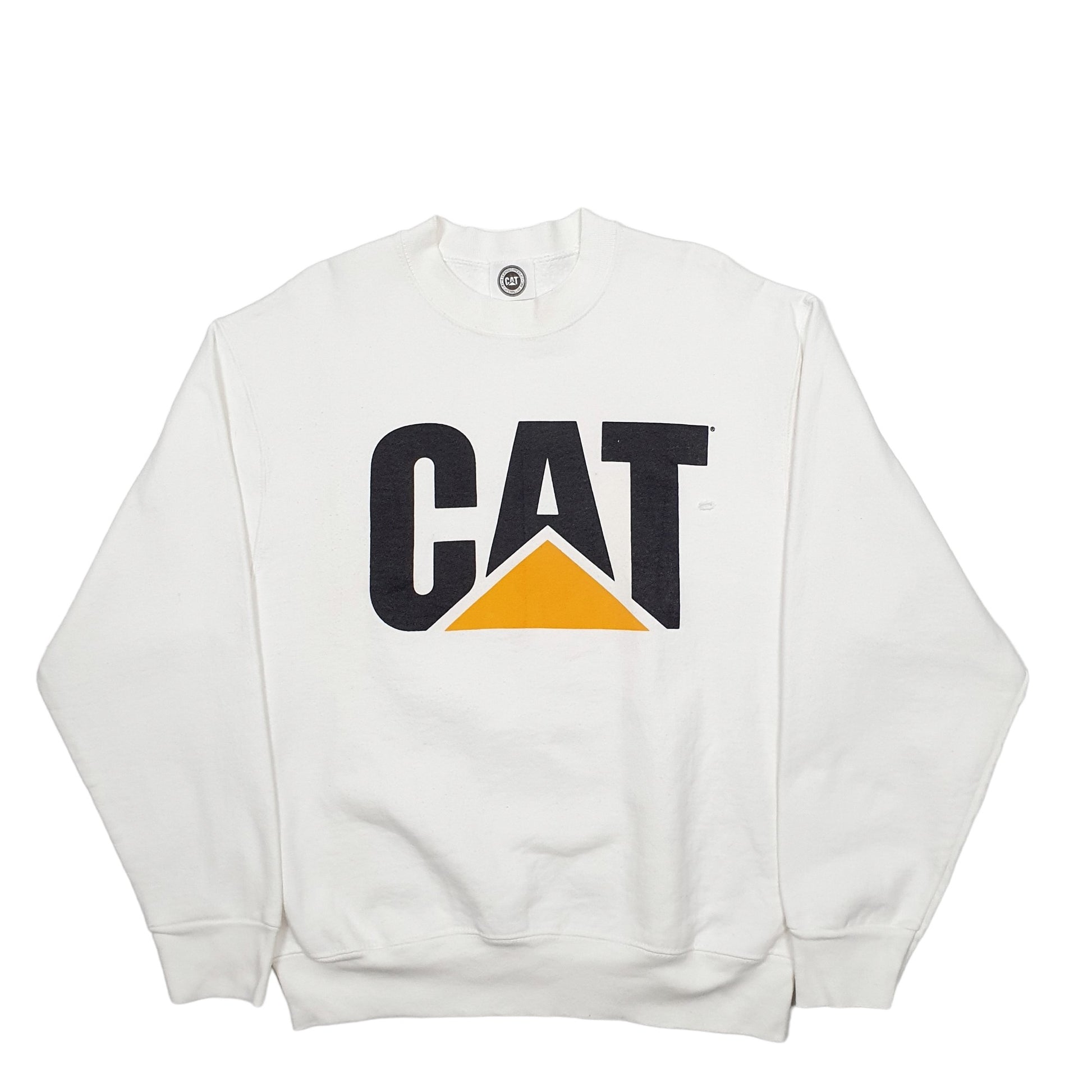 Mens White Cat Spellout Crewneck Jumper