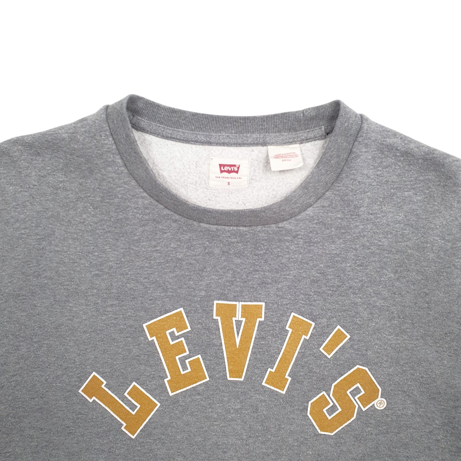 Mens Grey Levis Spellout Crewneck Jumper