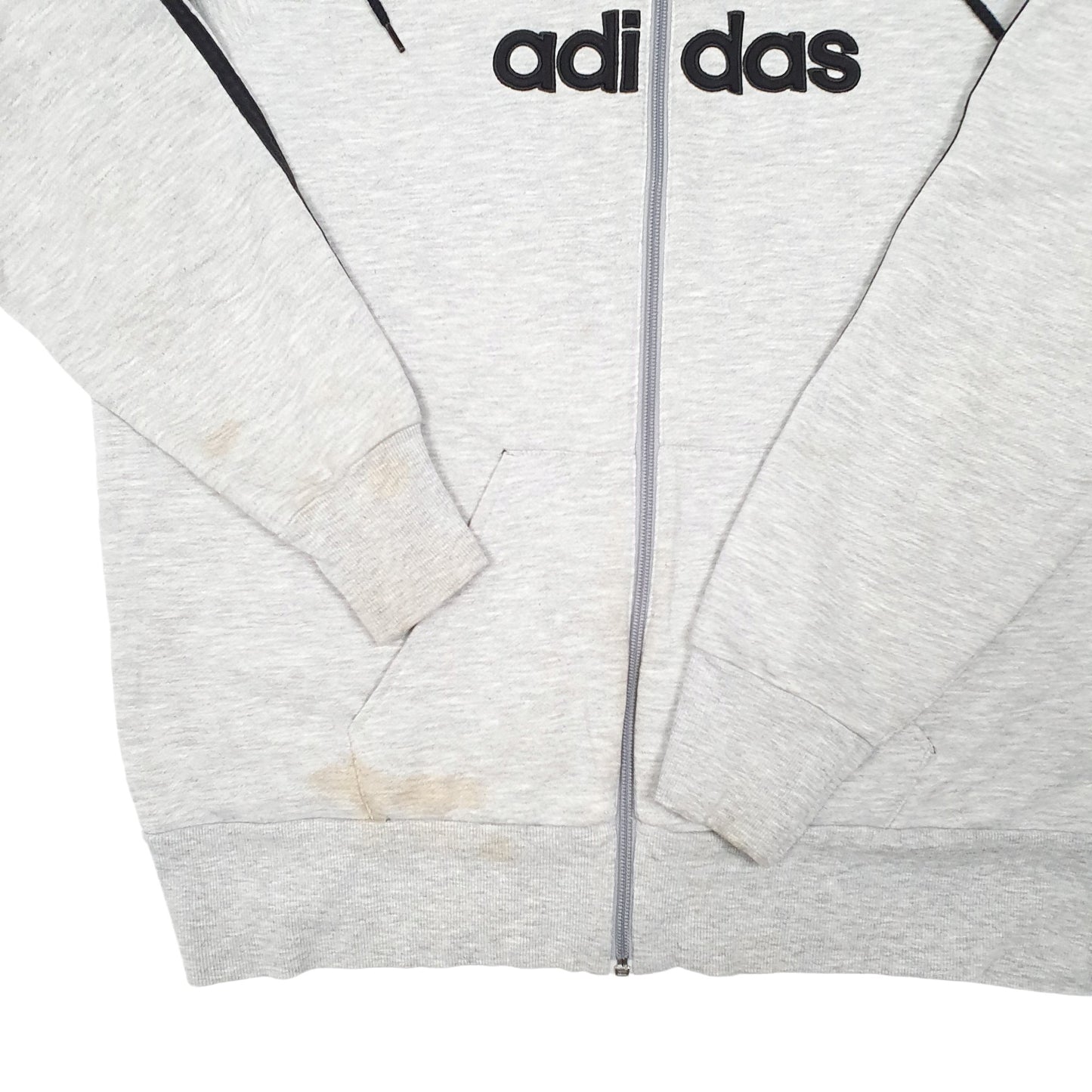 Mens Grey Adidas Hoodie Full Zip Jumper