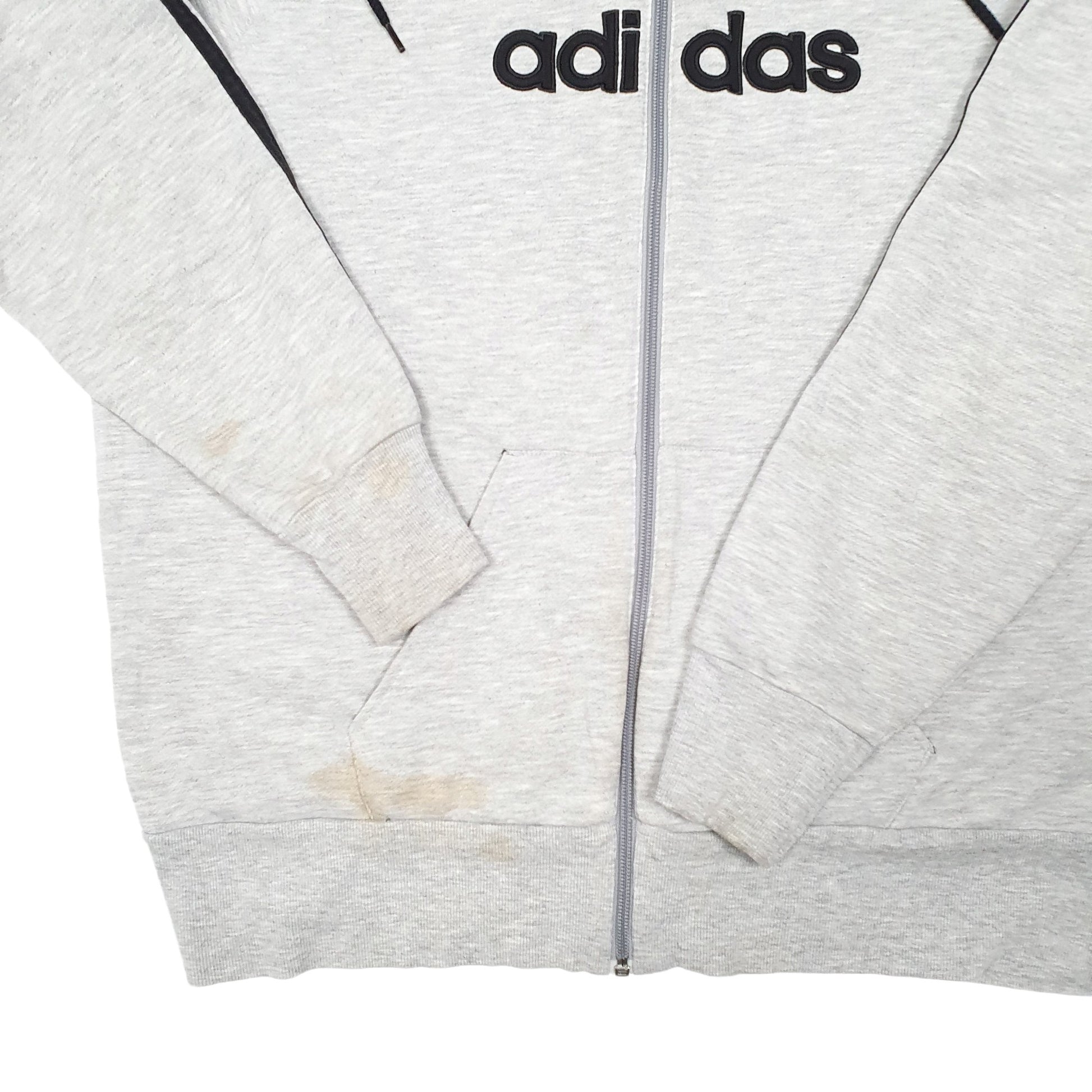 Mens Grey Adidas Hoodie Full Zip Jumper