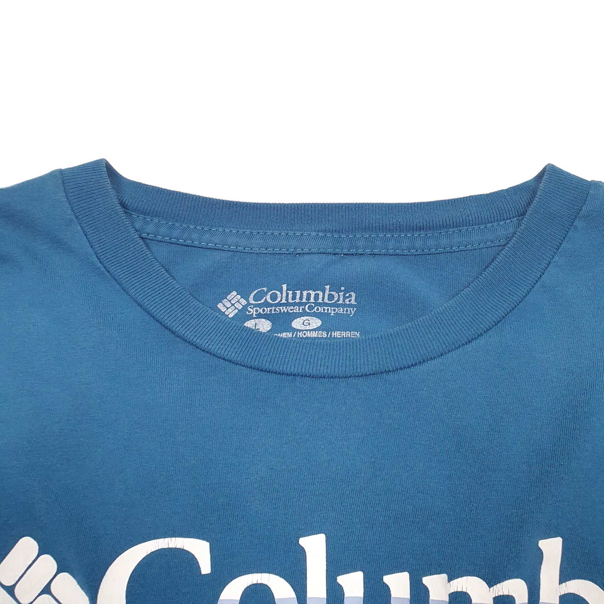 Mens Blue Columbia Sportswear Spellout Long Sleeve T Shirt