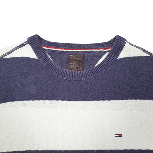 Mens Navy Tommy Hilfiger Knit Stripe Crewneck Jumper