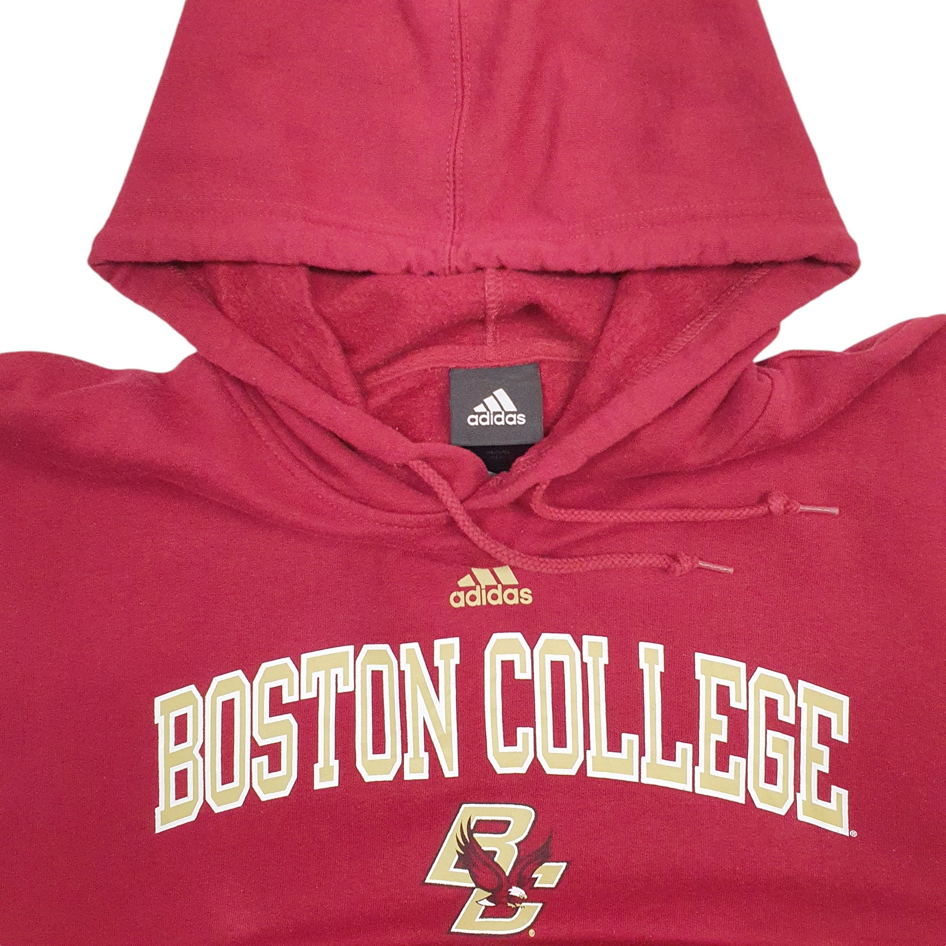 Mens Burgundy Adidas Boston College Spellout Hoodie Jumper