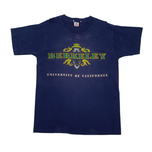 Mens Navy Fruit Of The Loom Single Stitch Vintage 90s Short Sleeve T Shirt