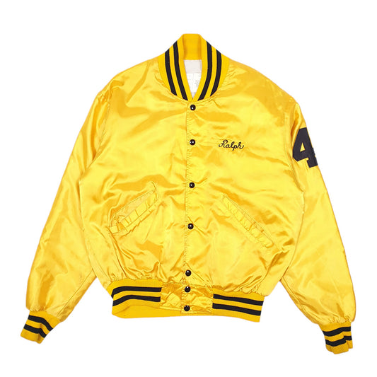 Mens Yellow Delong Vintage 80s 90s Varsity Coach Baseball ABC Made In USA  Coat