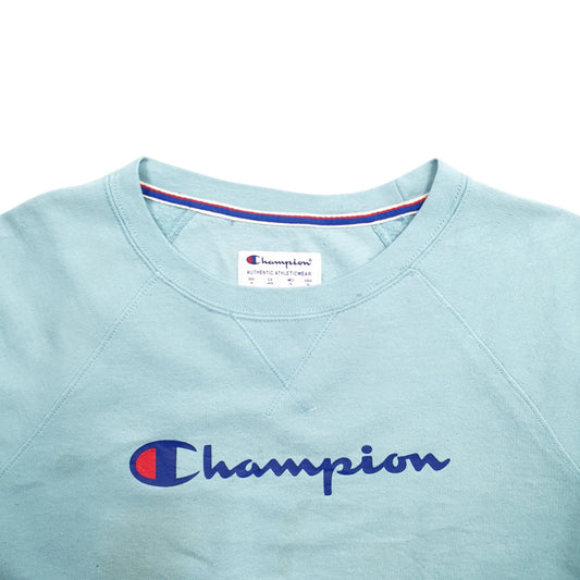 Womens Blue Champion Spellout Crewneck Jumper