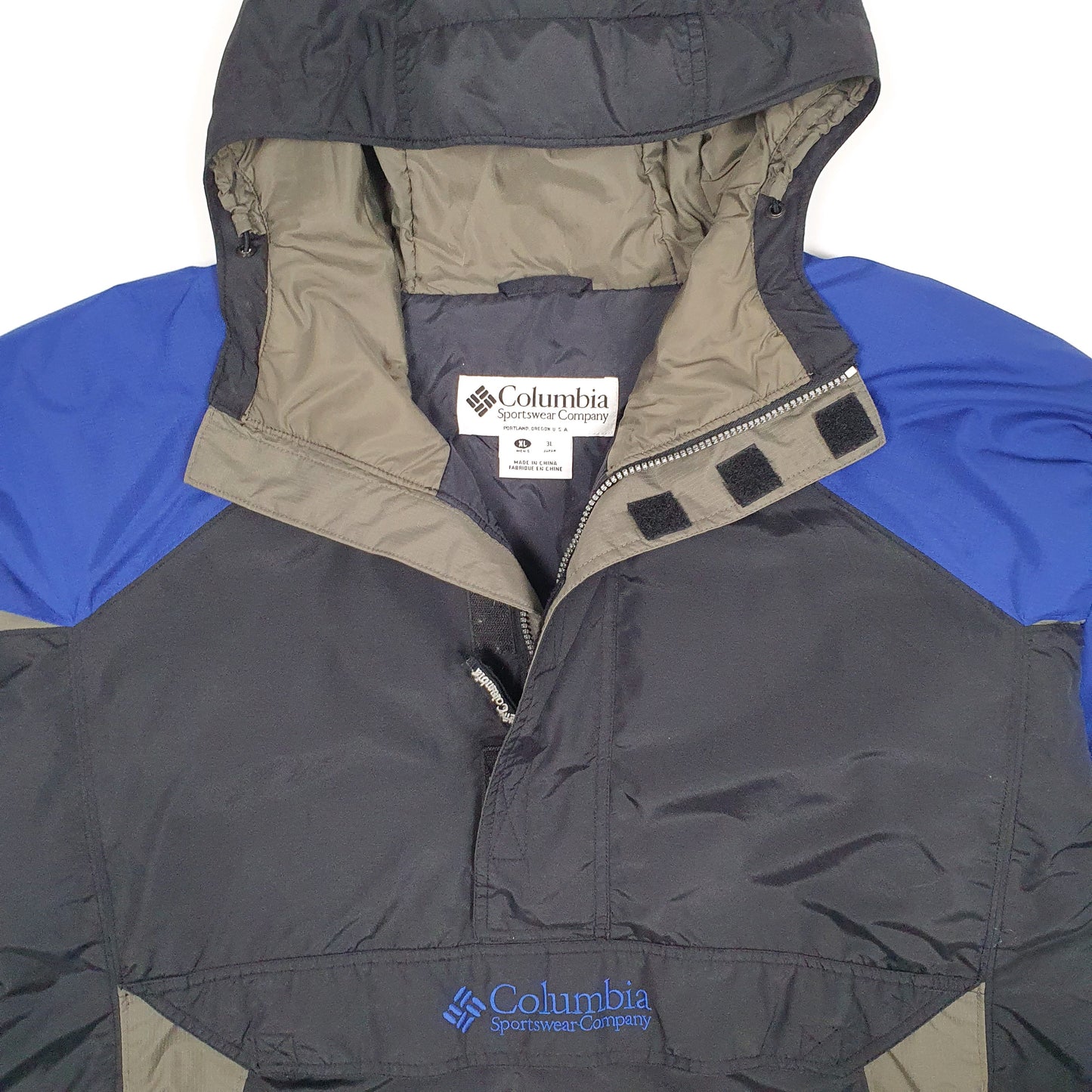 Mens Black Columbia Vintage Pullover Hoodie Smock  Coat