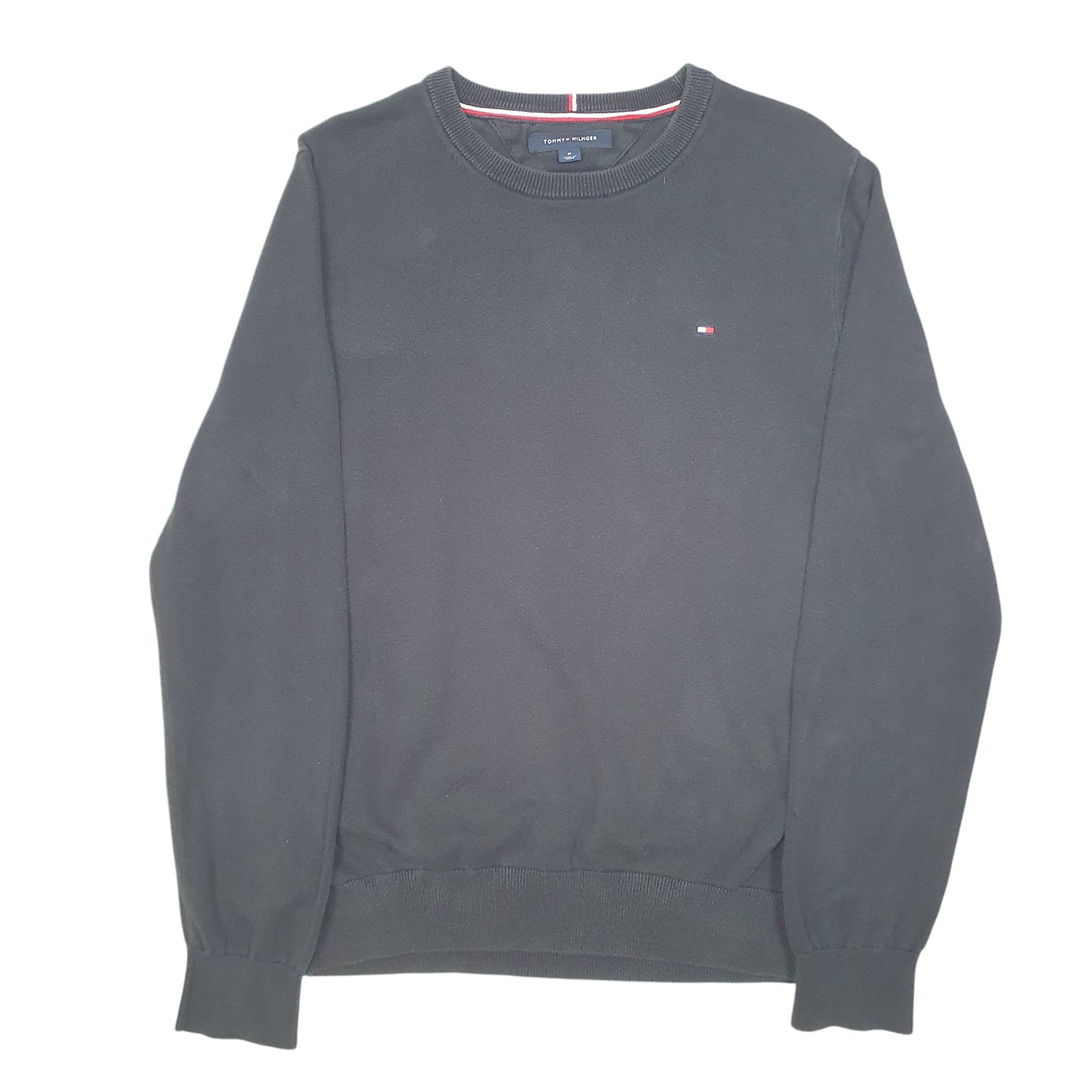 Mens Black Tommy Hilfiger Knit Crewneck Jumper