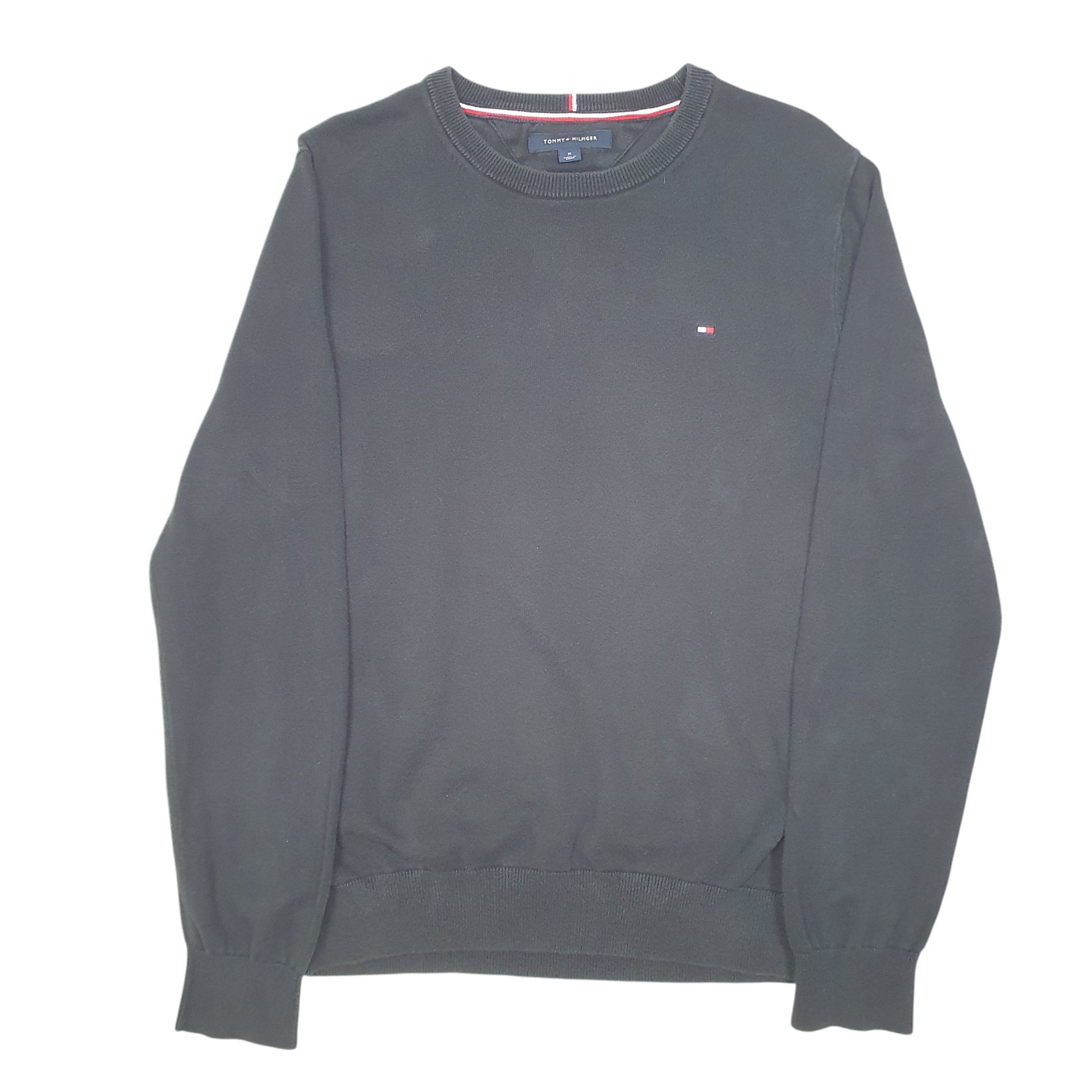 Mens Black Tommy Hilfiger Knit Crewneck Jumper