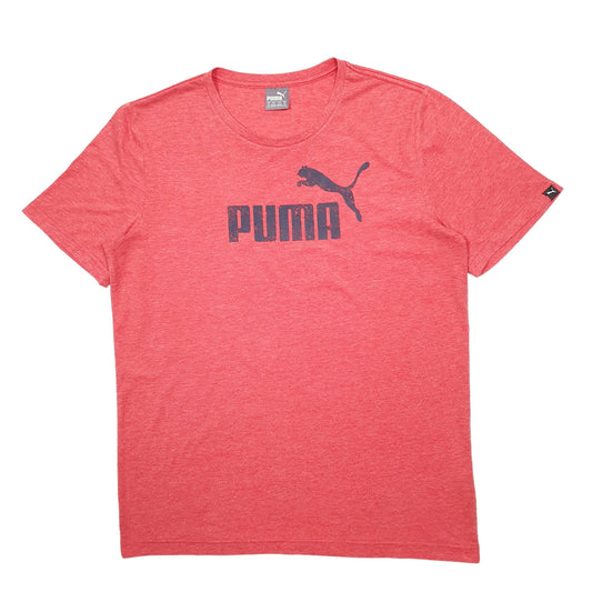 Mens Pink Puma Spellout Short Sleeve T Shirt