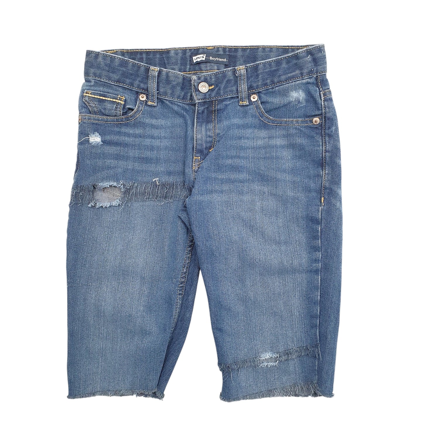 Womens Blue Levis Distressed Stretch Fit Denim Shorts