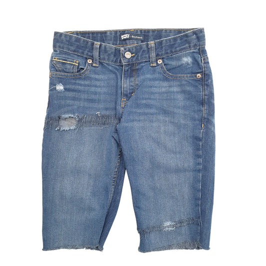 Womens Blue Levis Distressed Stretch Fit Denim Shorts