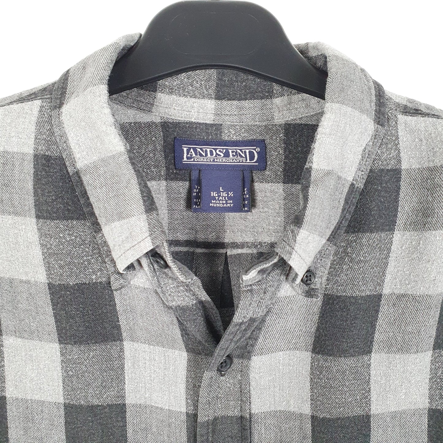 Mens Grey Lands End Flannel Overshirt Shacket Tall Long Sleeve Shirt