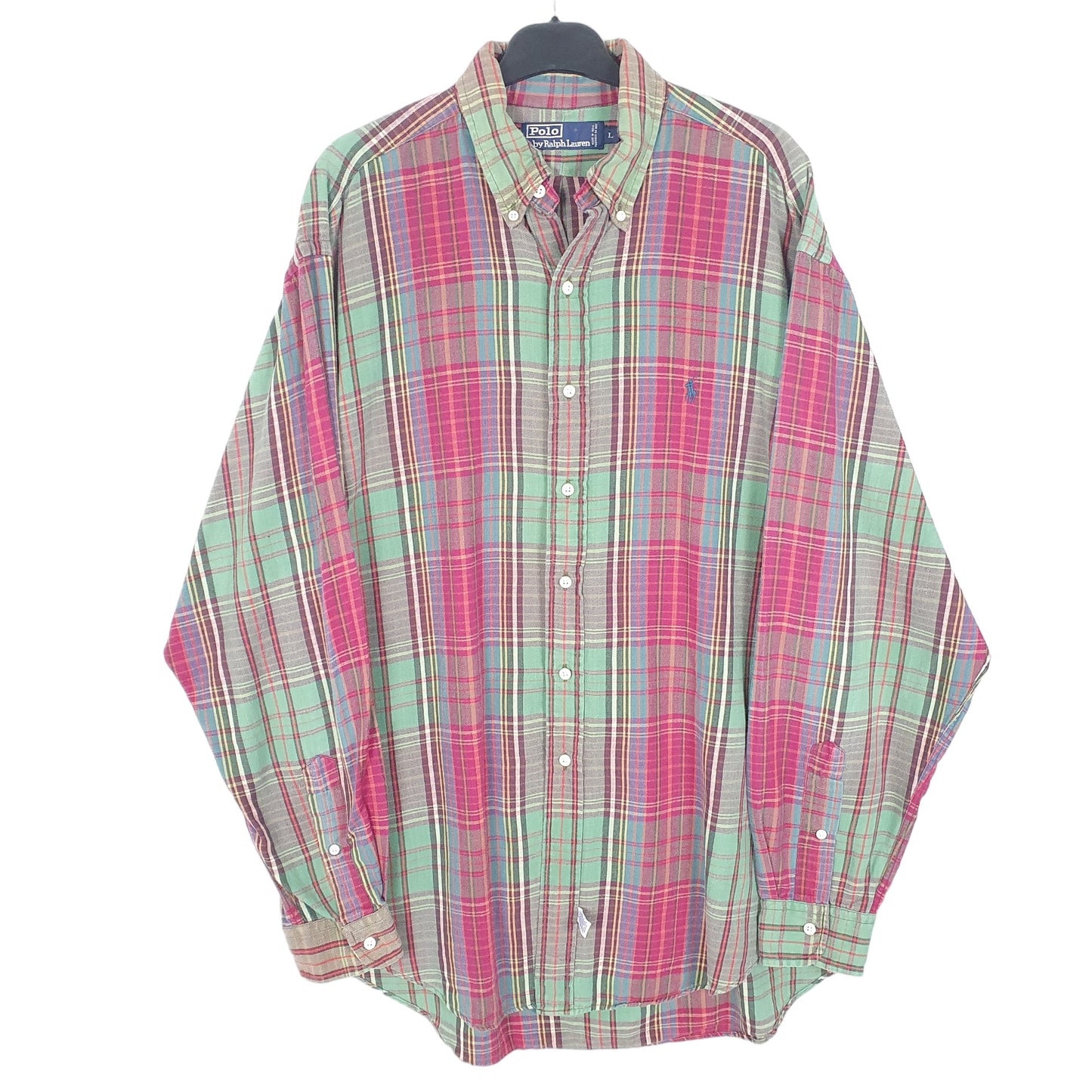 Mens Green Polo Ralph Lauren Flannel Overshirt Shacket Long Sleeve Shirt