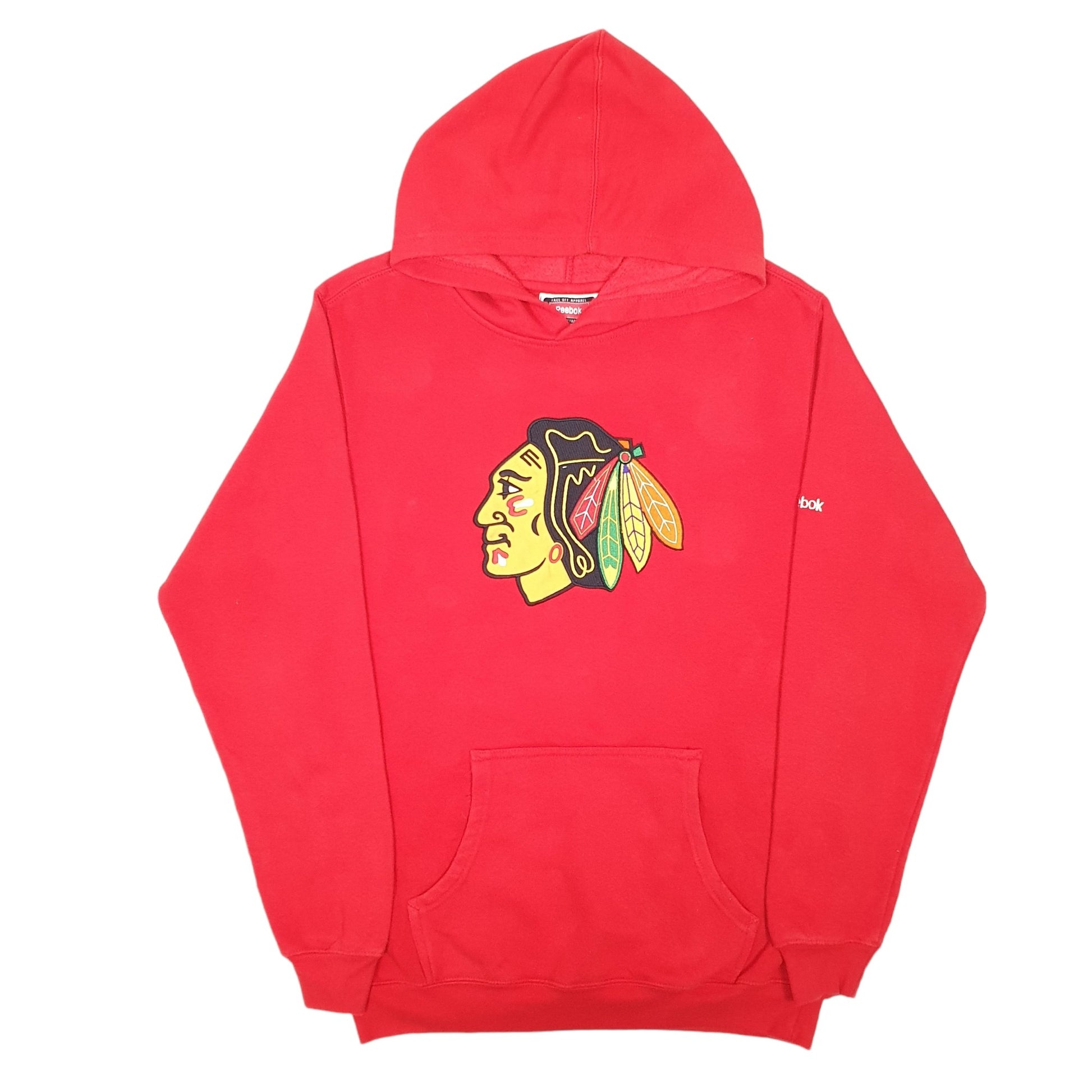 Mens Red Reebok NHL Chicago Blackhawks Hockey Face Off Hoodie Jumper