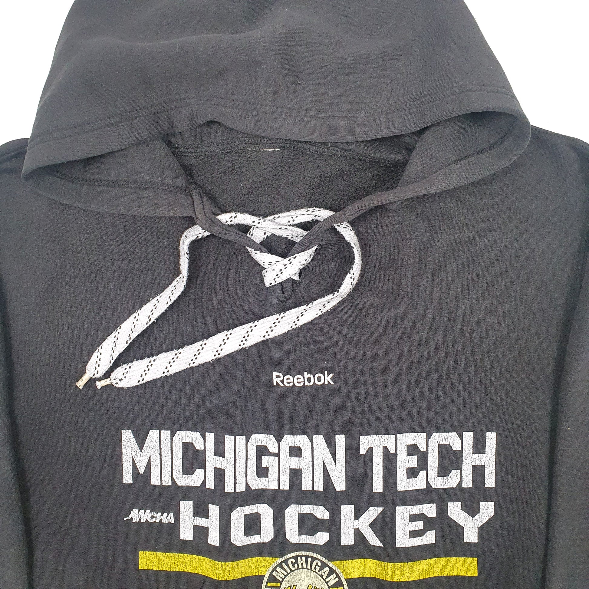 Mens Black Reebok Michigan Tech Hockey USA College Hoodie Jumper