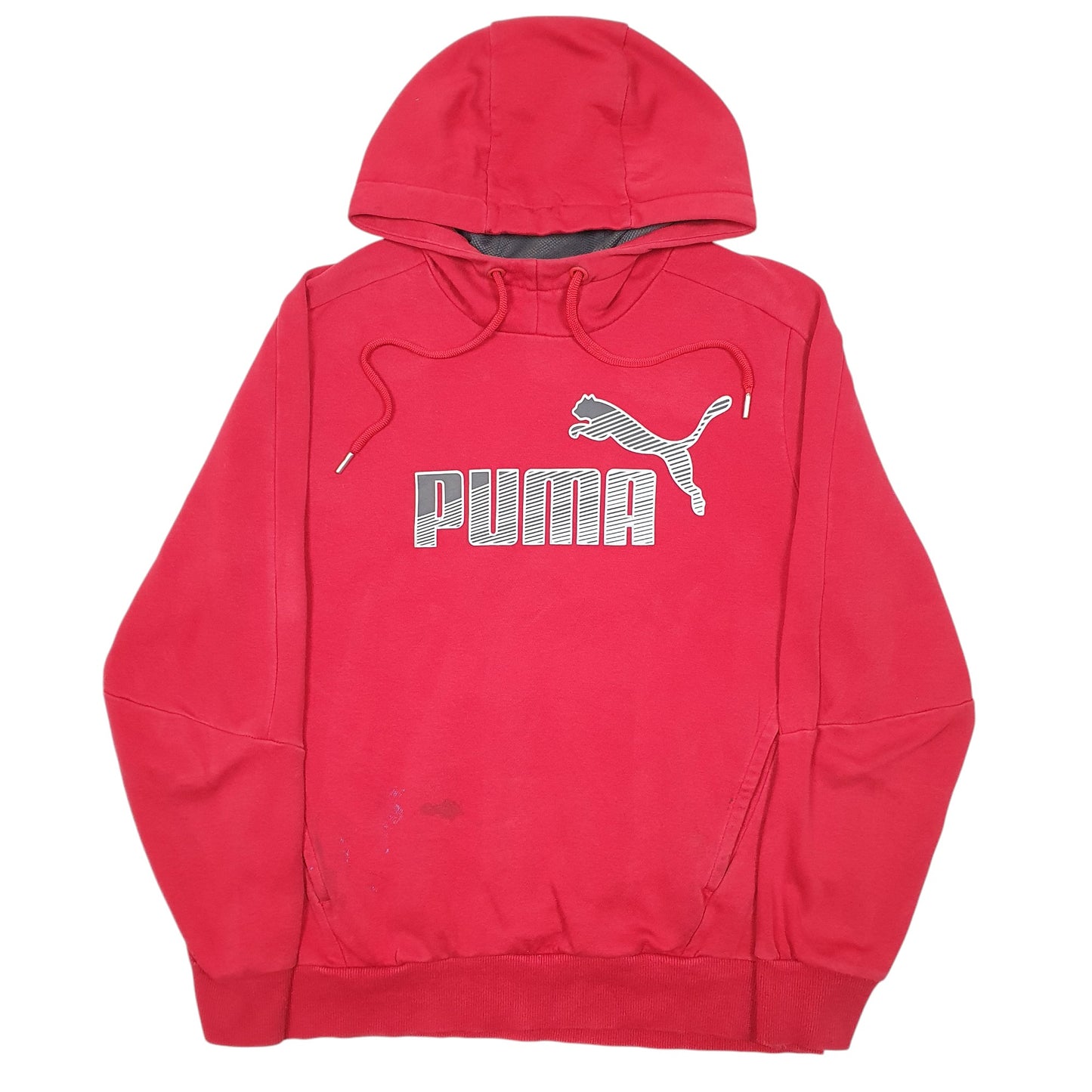 Mens Red Puma Spellout Hoodie Jumper