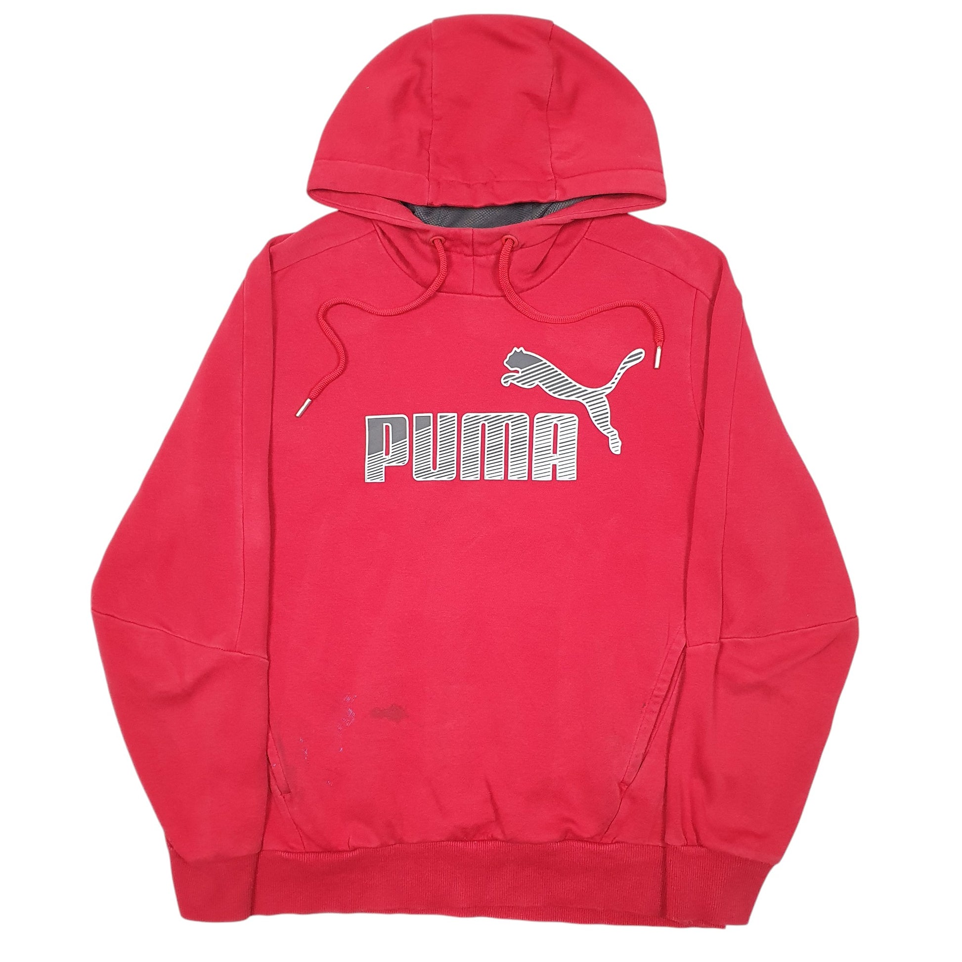 Mens Red Puma Spellout Hoodie Jumper
