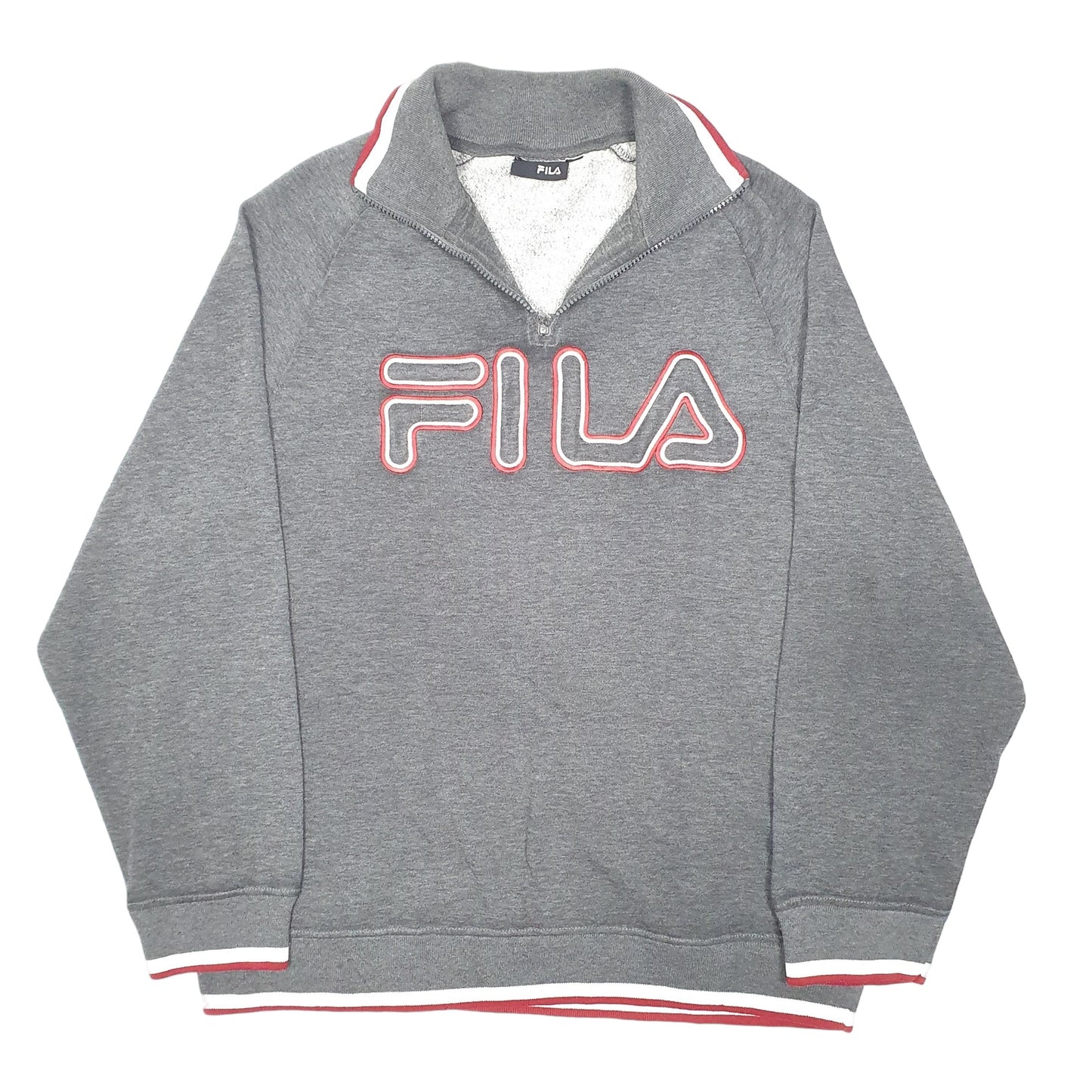 Mens Grey Fila  Quarter Zip Jumper
