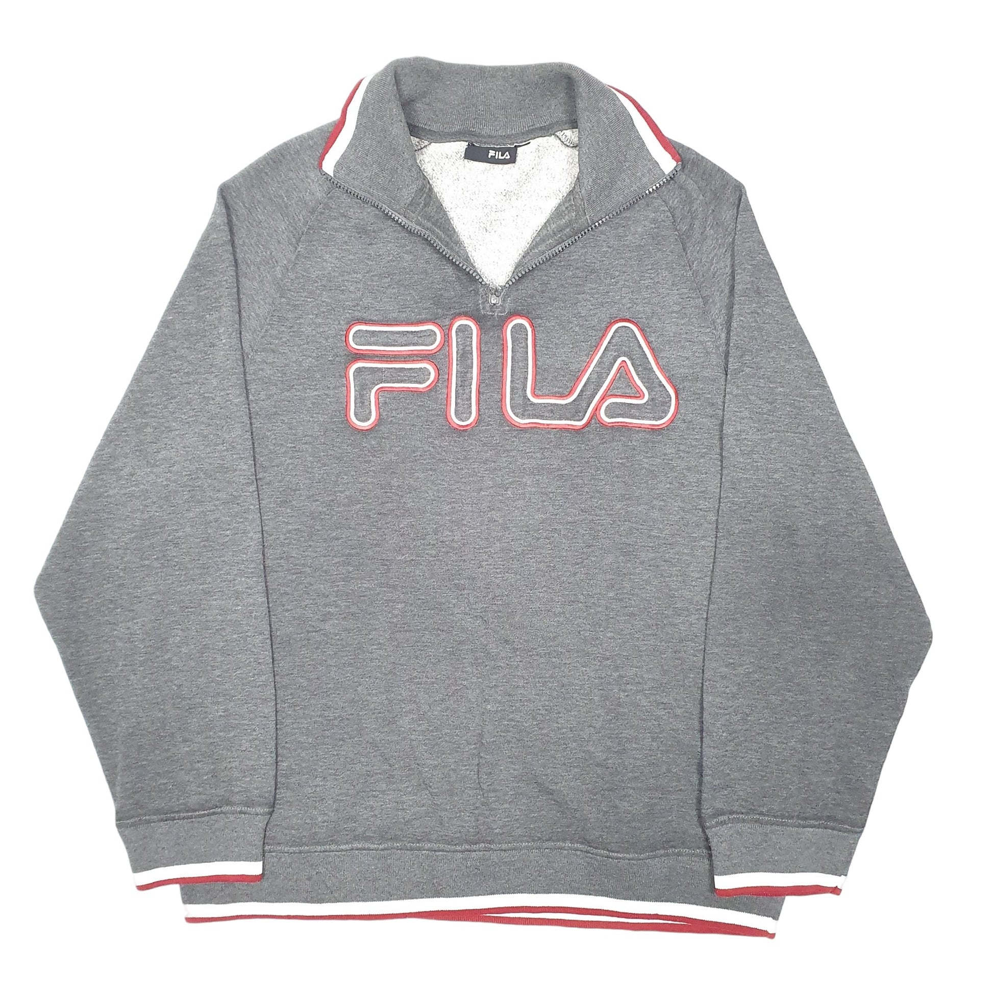 Mens Grey Fila  Quarter Zip Jumper