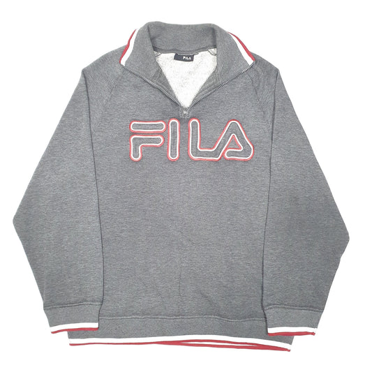 Mens Grey Fila  Quarter Zip Jumper