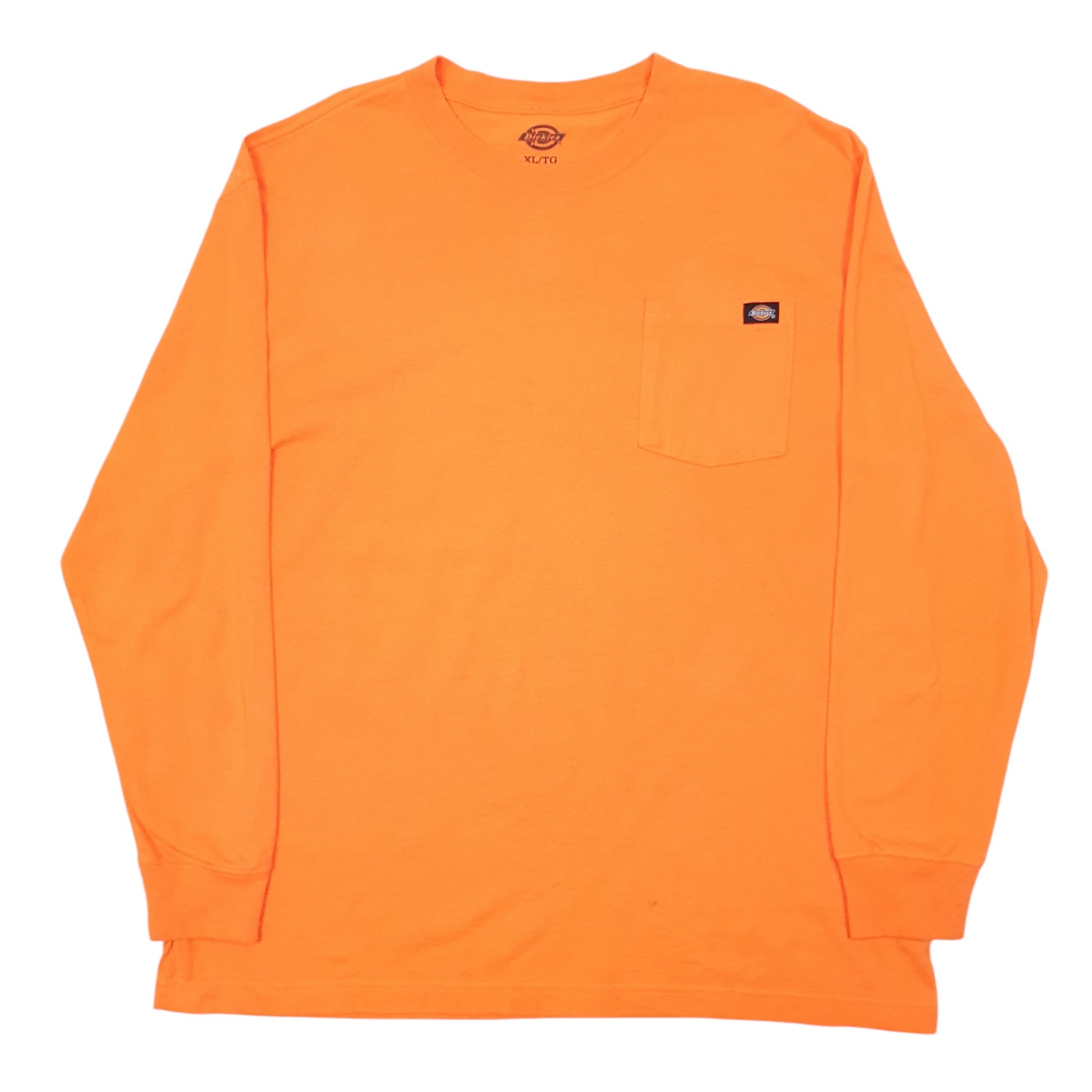 Mens Orange Dickies Pocket Workwear High Vis Long Sleeve T Shirt