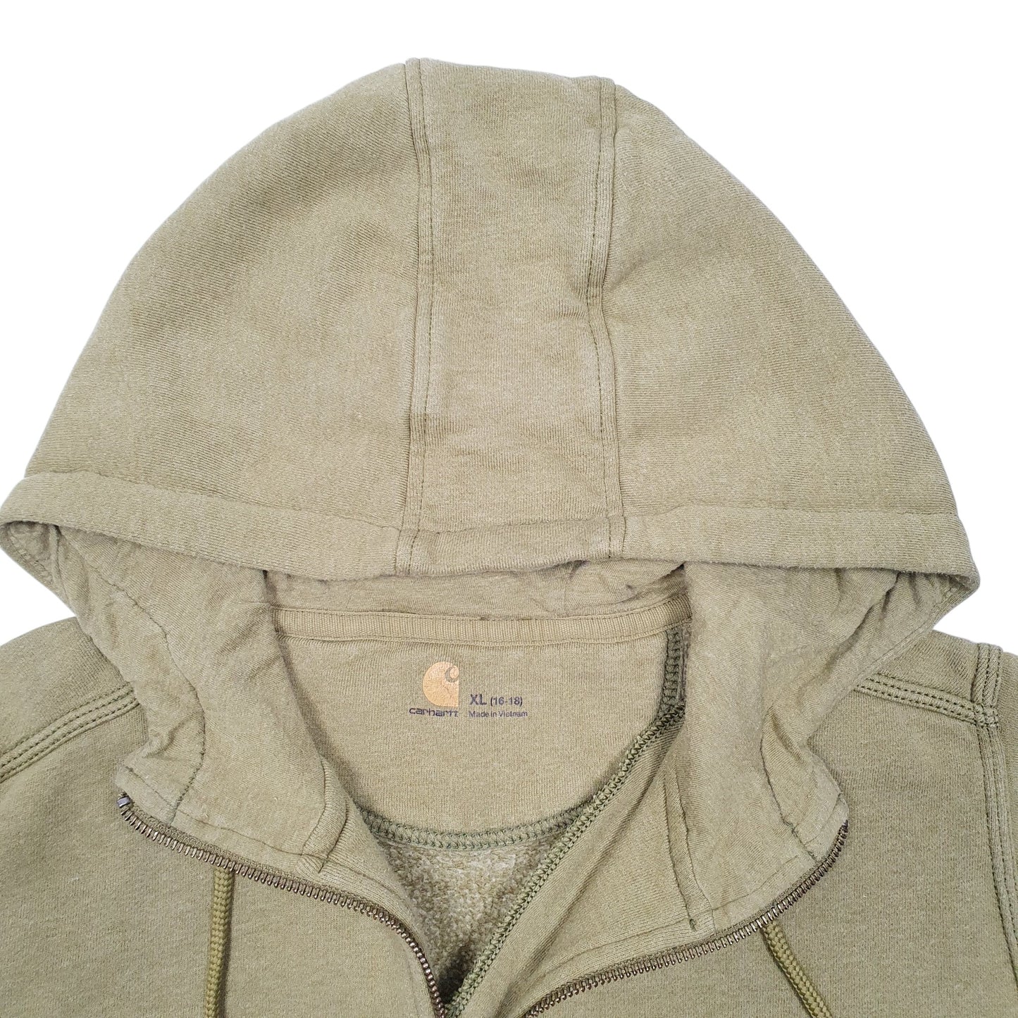 Womens Green Carhartt Workwear Quarter Zip Hoodie Jumper
