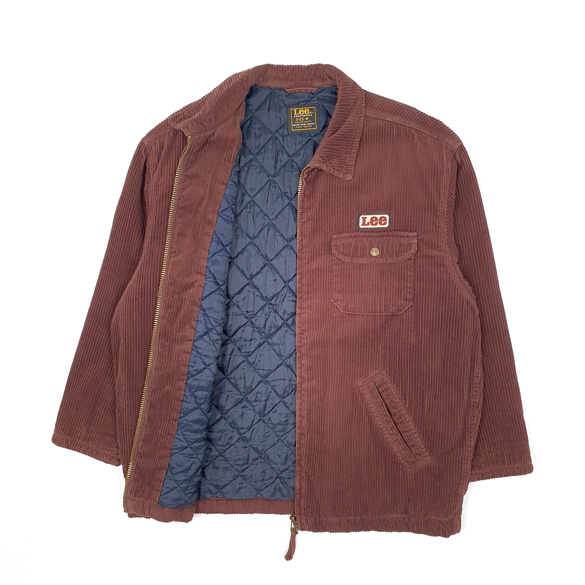 Mens Brown Lee Vintage 1990s Union Made in USA Corduroy Bomber Workwear  Coat