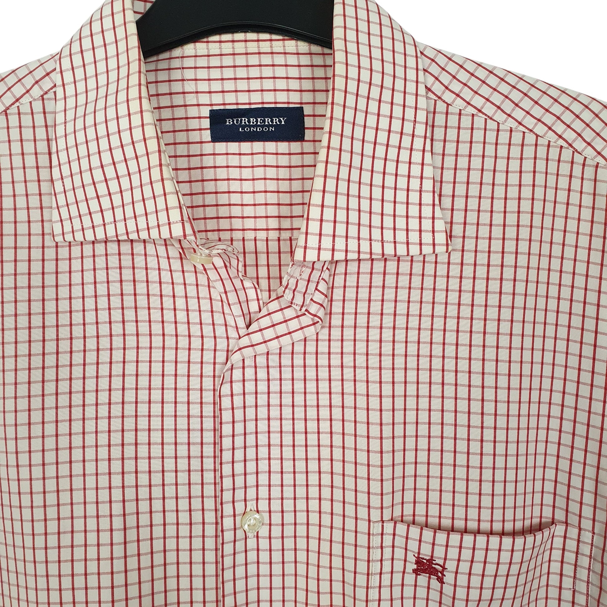 Mens Red Burberry  Long Sleeve Shirt