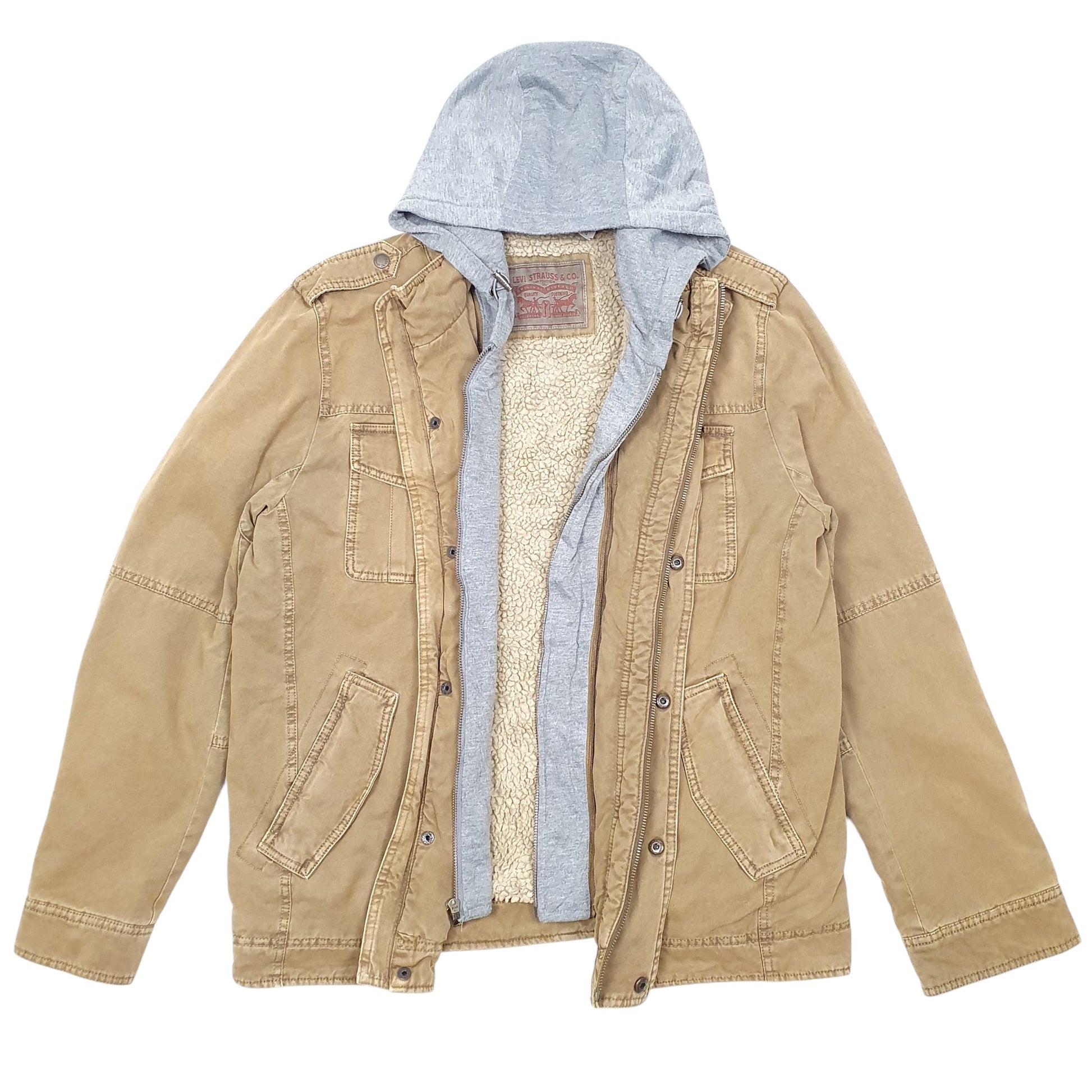 Mens Brown Levis Hooded Sherpa  Coat