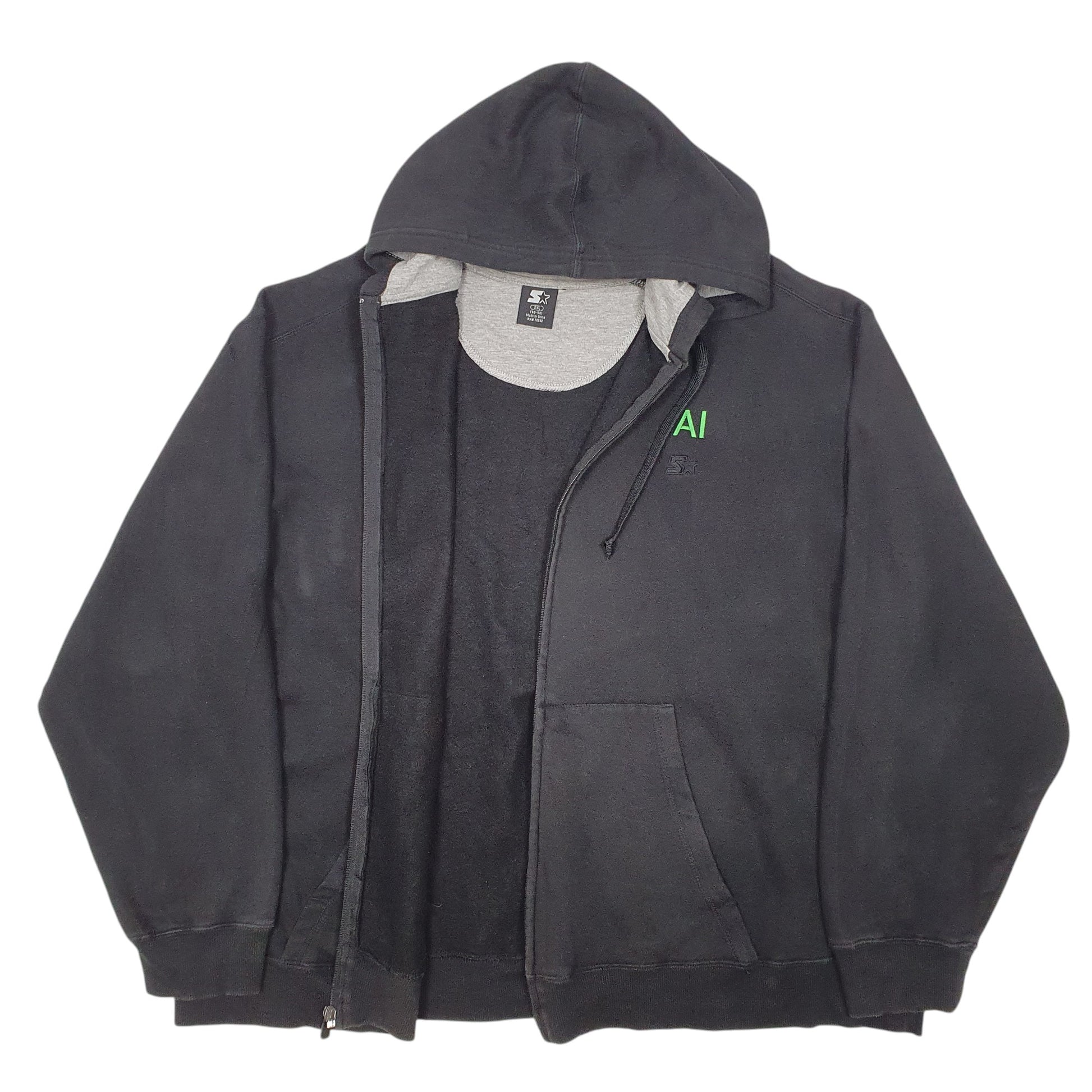 Mens Black Starter Hoodie Scooter Trash Custom Cycles Denver USA Biker Full Zip Jumper